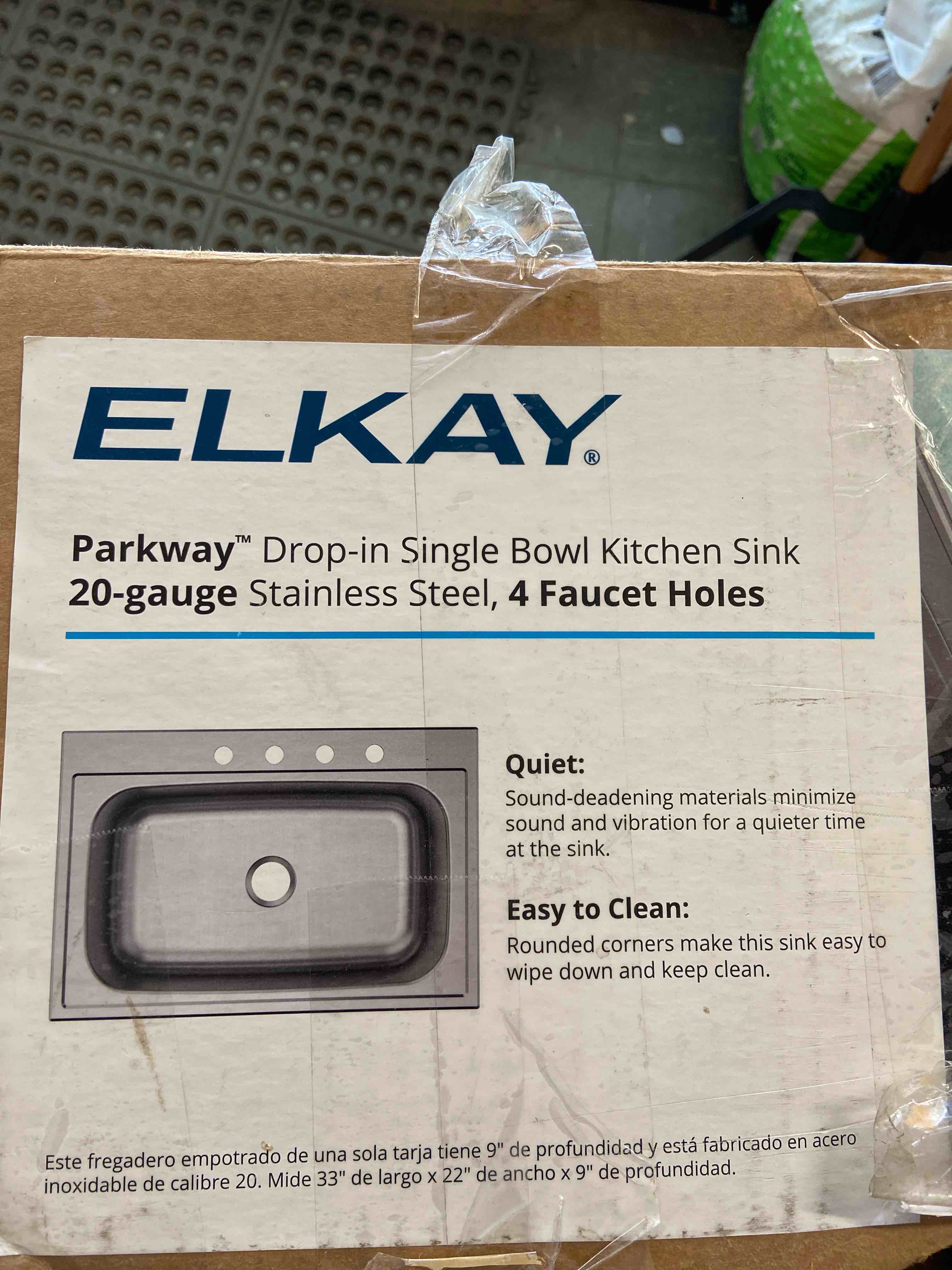 Parkway 33in. Drop-in 1 Bowl 20 Gauge Stainless Steel Sink Only and No Accessories