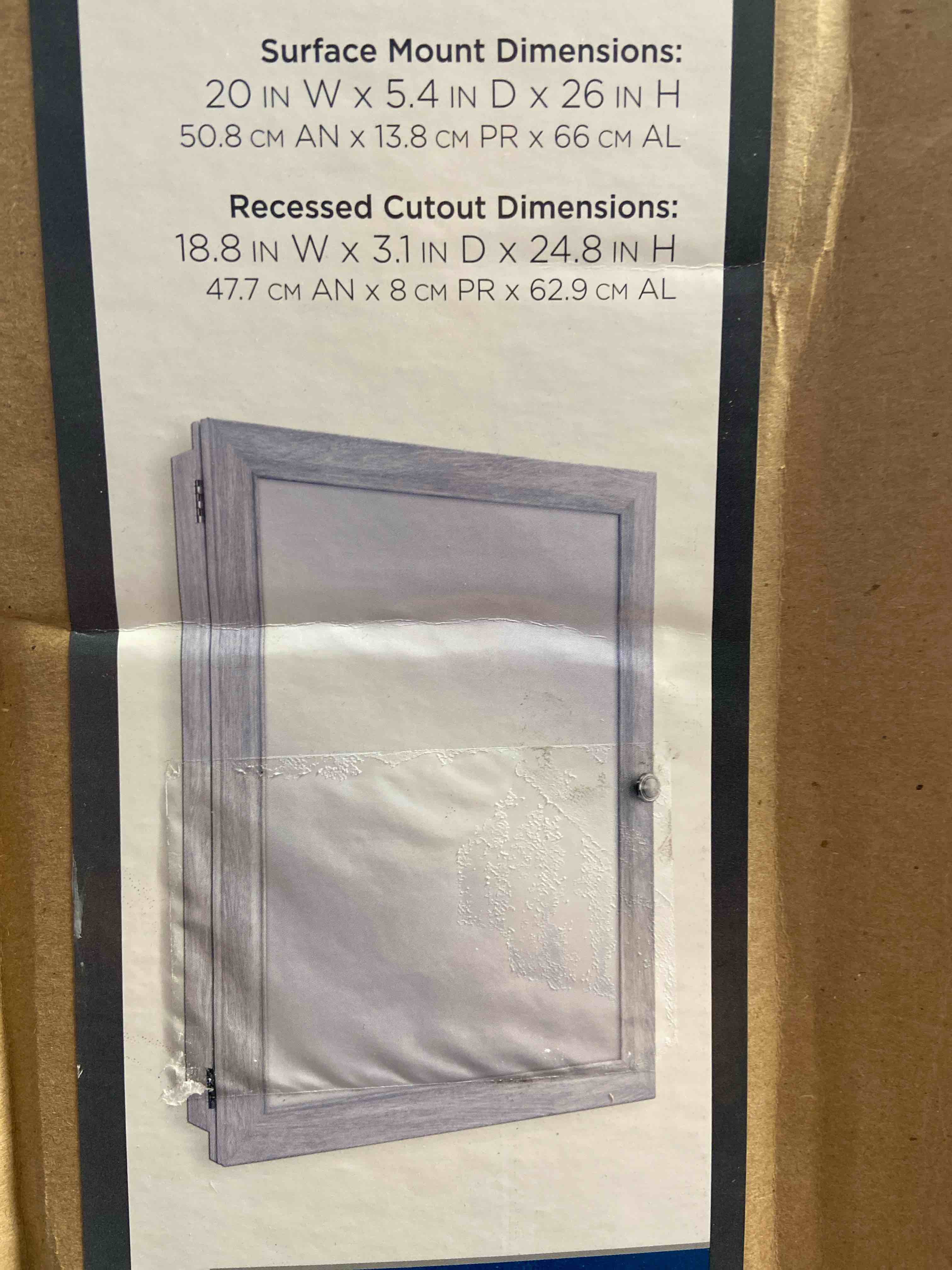 Glacier Bay 20 in. x 26 in. Recessed or Surface Mount Framed Medicine Cabinet in Gray with Mirror