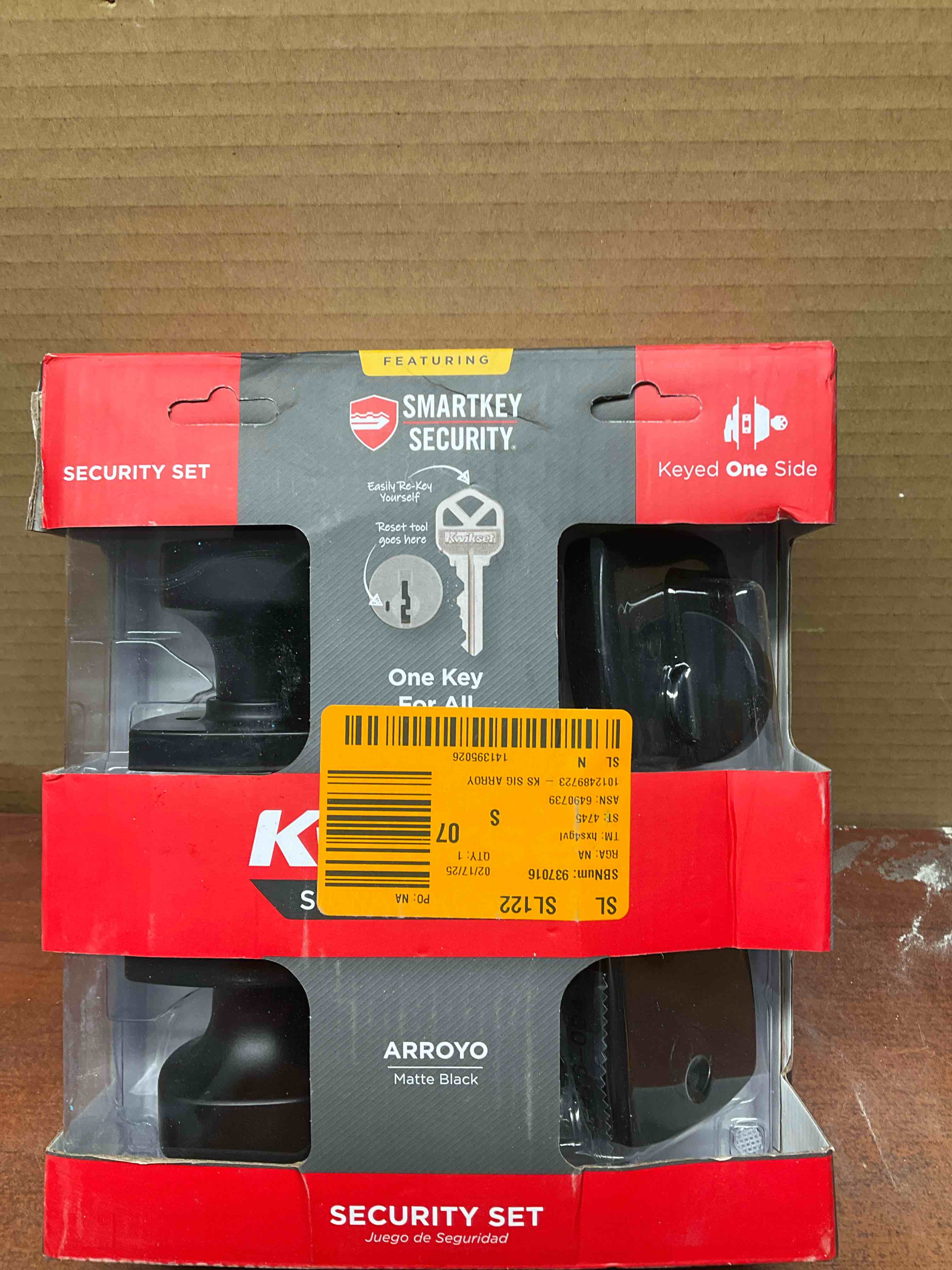 Arroyo Keyed Entry Knob and Single Cylinder Deadbolt Combo Pack featuring SmartKey Security in Matte Black