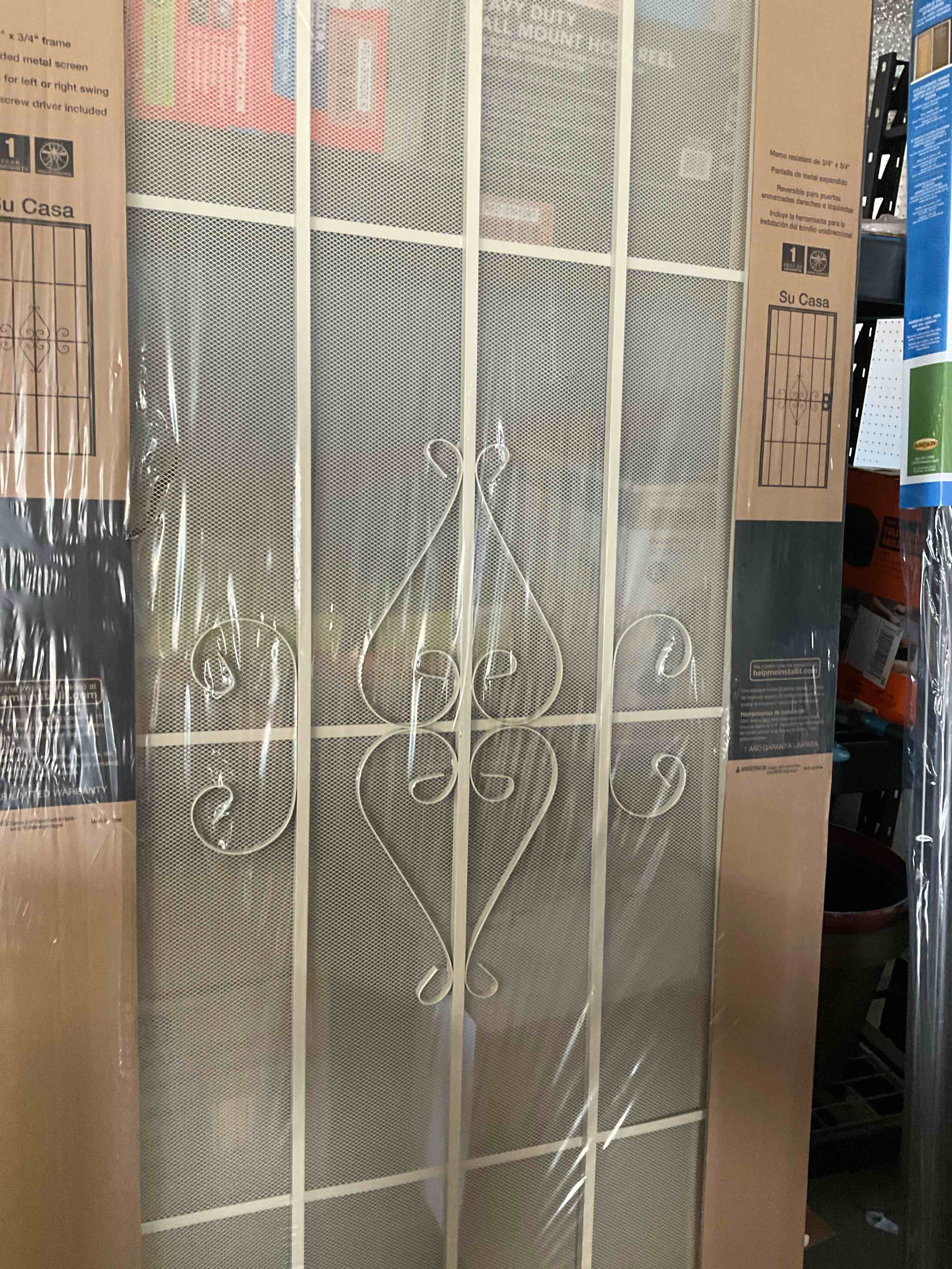 36 in. x 80 in. Su Casa Navajo White Surface Mount Outswing Steel Security Door with Expanded Metal Screen