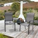 Nuu Garden Set of 2 Patio Chairs Dining Chairs with Armrests Powder-Coated Iron Frame Outdoor Bistro Chair Indoor Outdoor  Grey