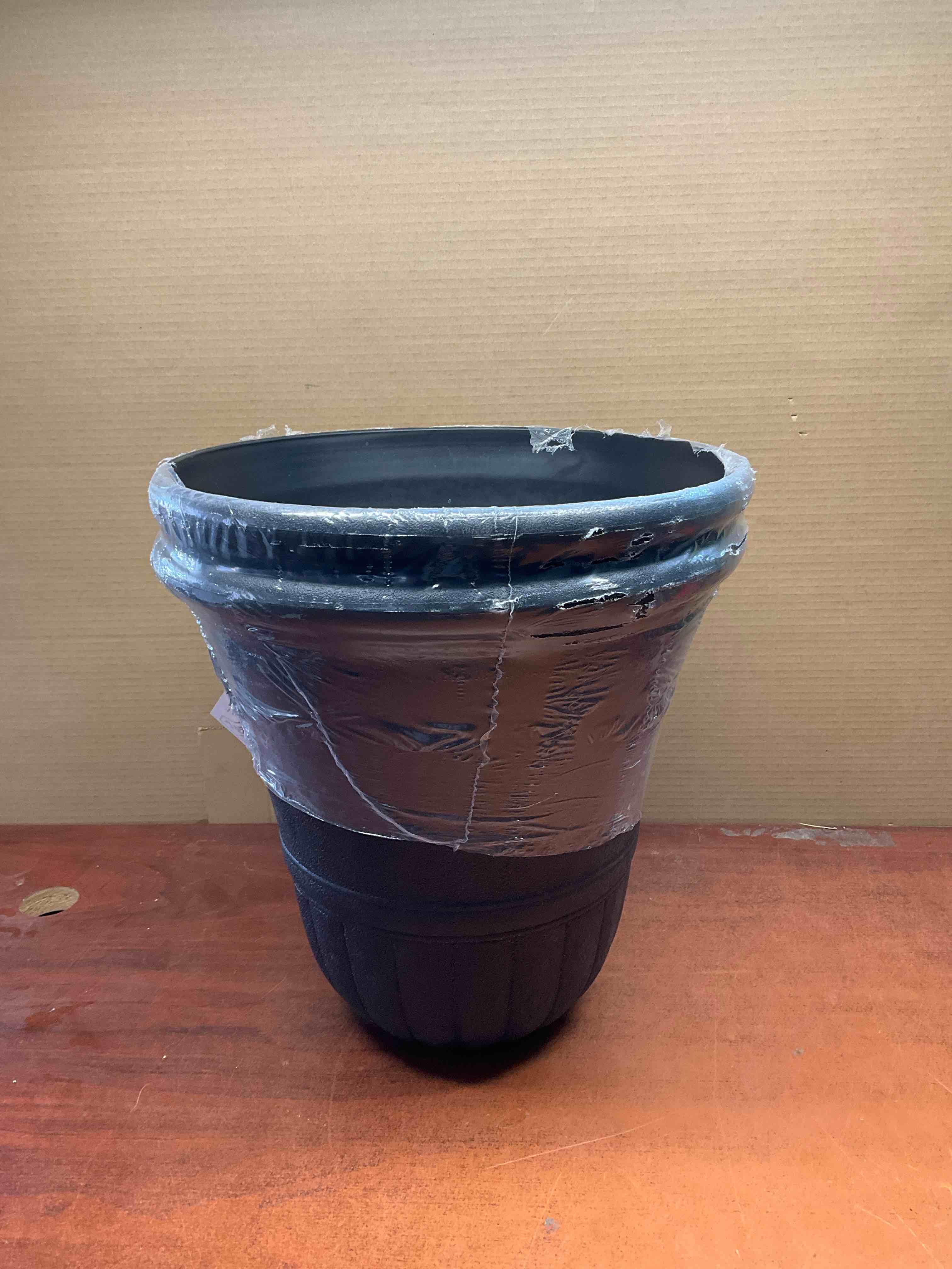 16 in. L x 16 in. W x 21 in. H Almost Black Composite Urn Planter (2-Pack)** missing bottom stands**