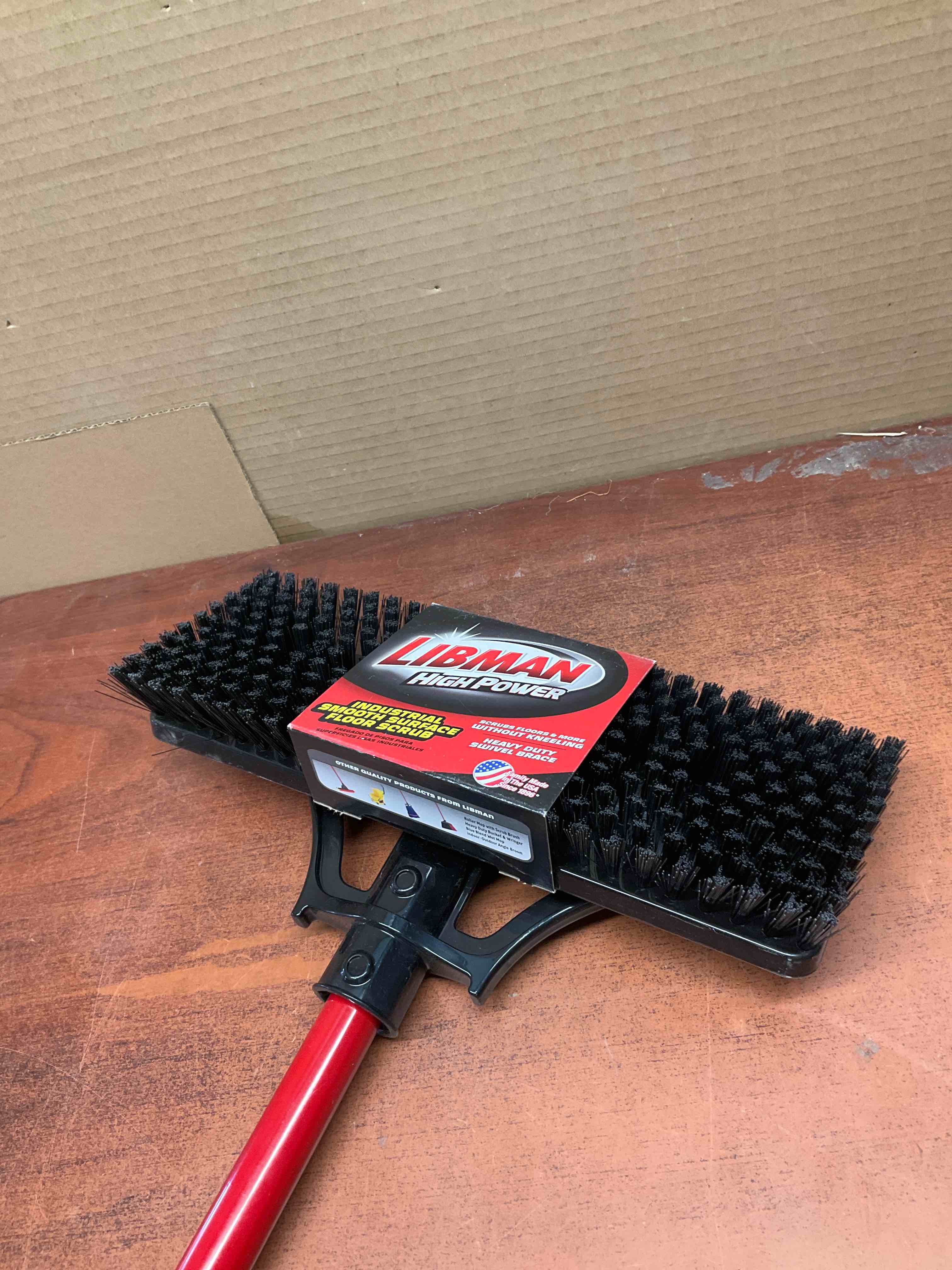 Libman 1028525 13.5 in. Steel Handle Heavy Duty Scrub Brush   Black & Red 