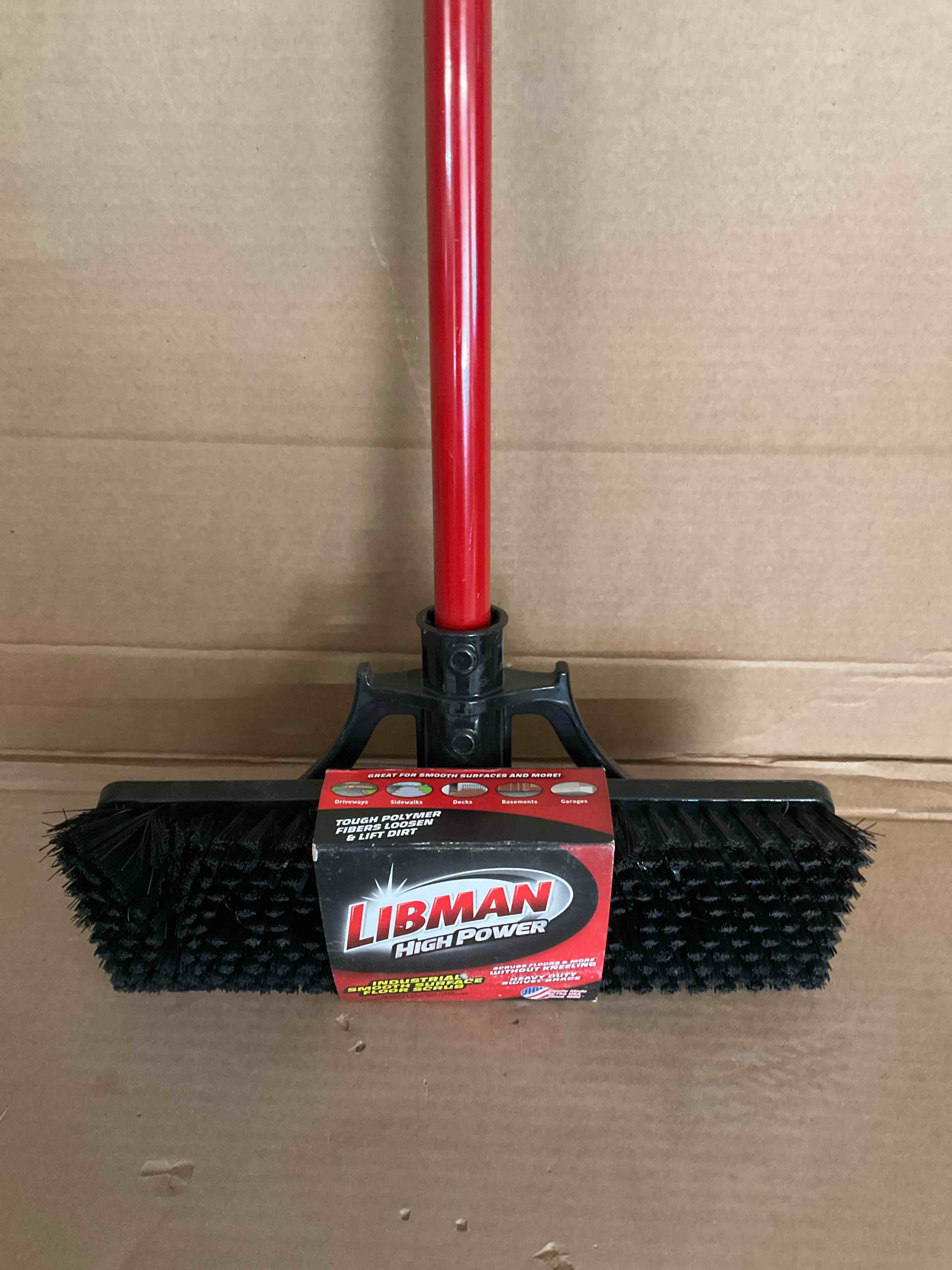 Libman 1028525 13.5 in. Steel Handle Heavy Duty Scrub Brush   Black & Red - 