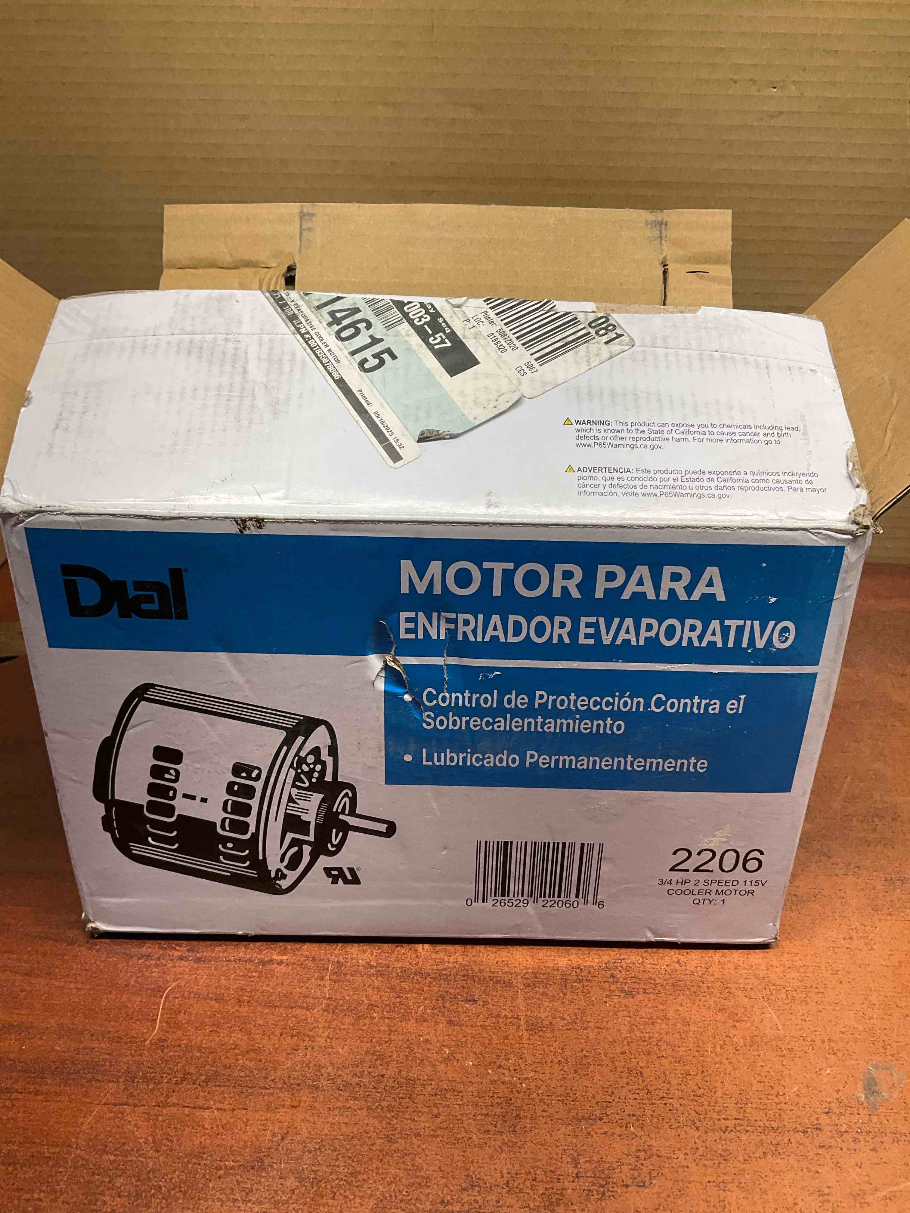 Dial Manufacturing 2206 3/4HP 115V 2 Speed Evaporative Cooler Motor