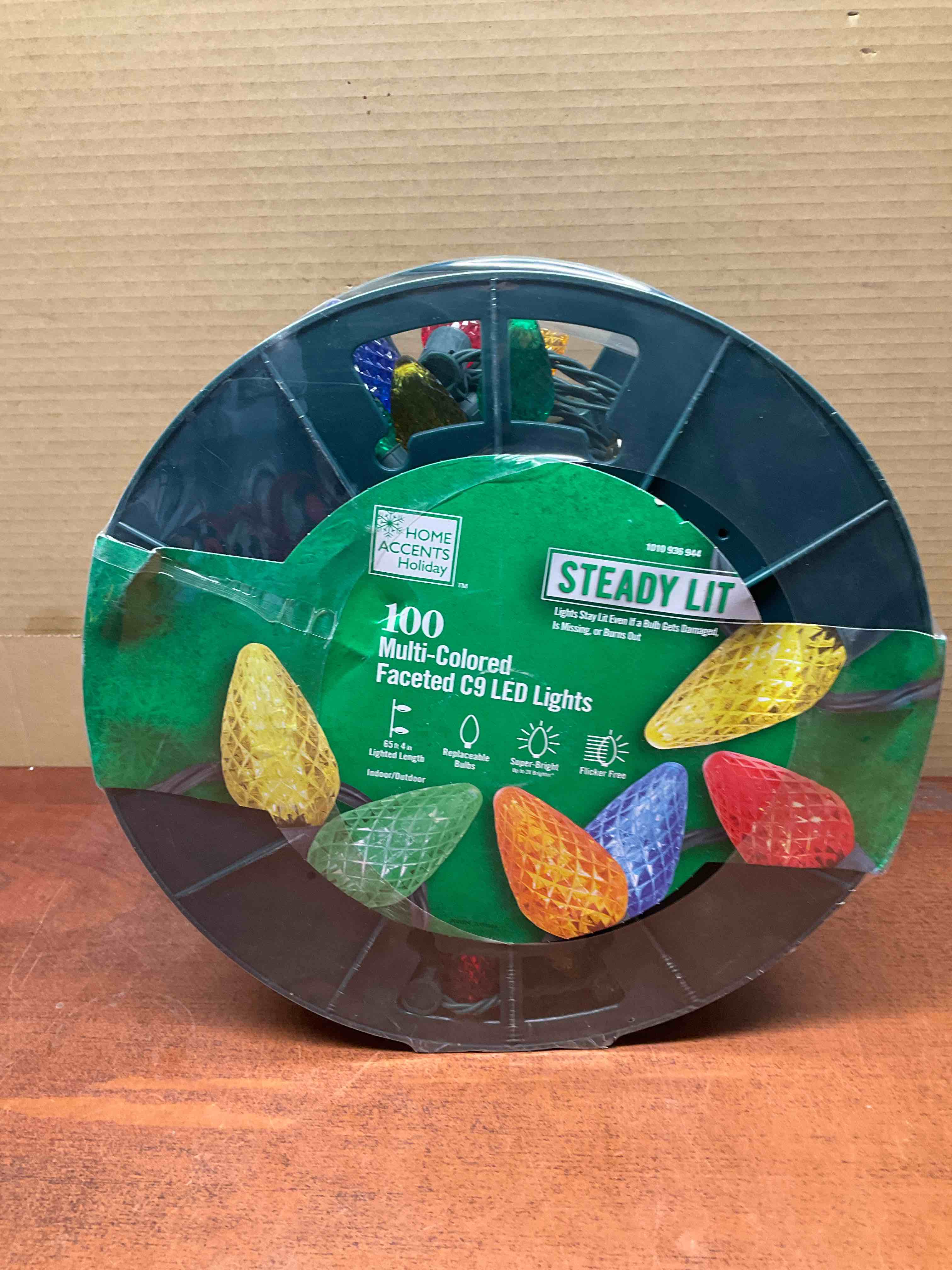 100 Count Multi-Colored Faceted Steady Lit C9 LED Lights