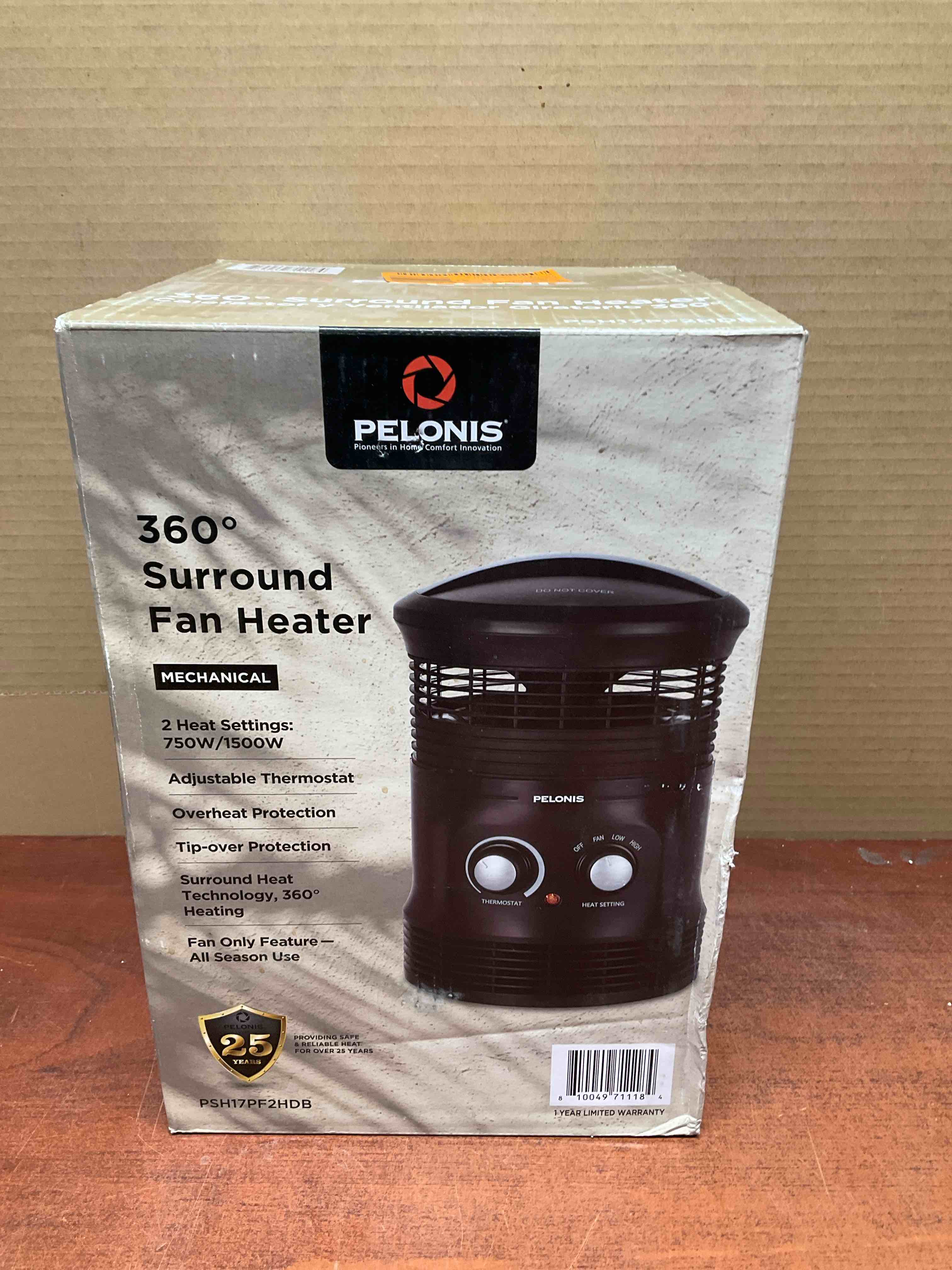 Pelonis 1500-Watt 360° Surround Fan Heater, Black