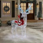Home Accents Holiday 6 ft. Iridescent Ribbon Reindeer Holiday Yard Decoration