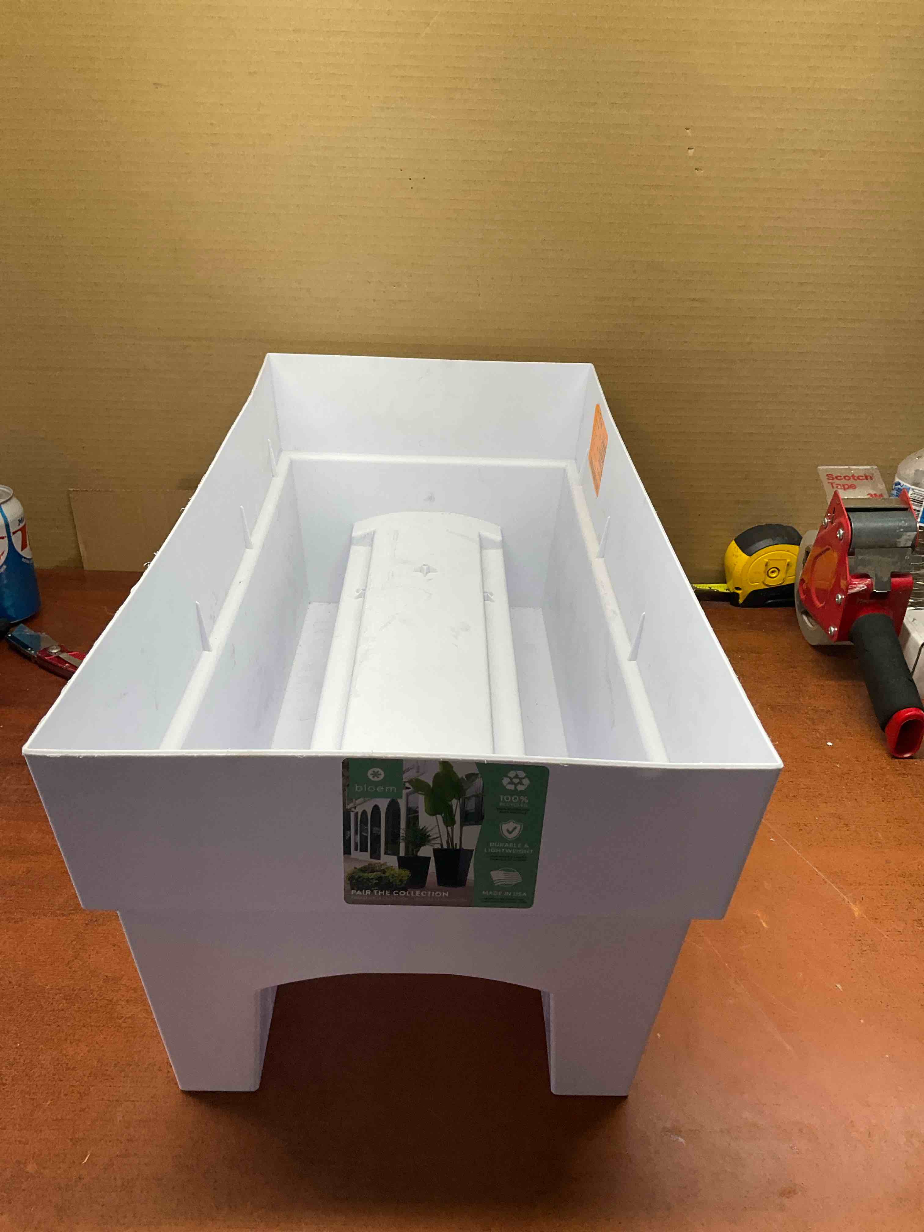 Bloem Finley Deck Rail Rectangle Planter: 24" - Casper White - Matte Finish, Fits Rail Sizes 3"-6", 100% Recycled Plastic Box, for Indoor and Outdoor Use, Gardening, 7.5 Gallon Capacity