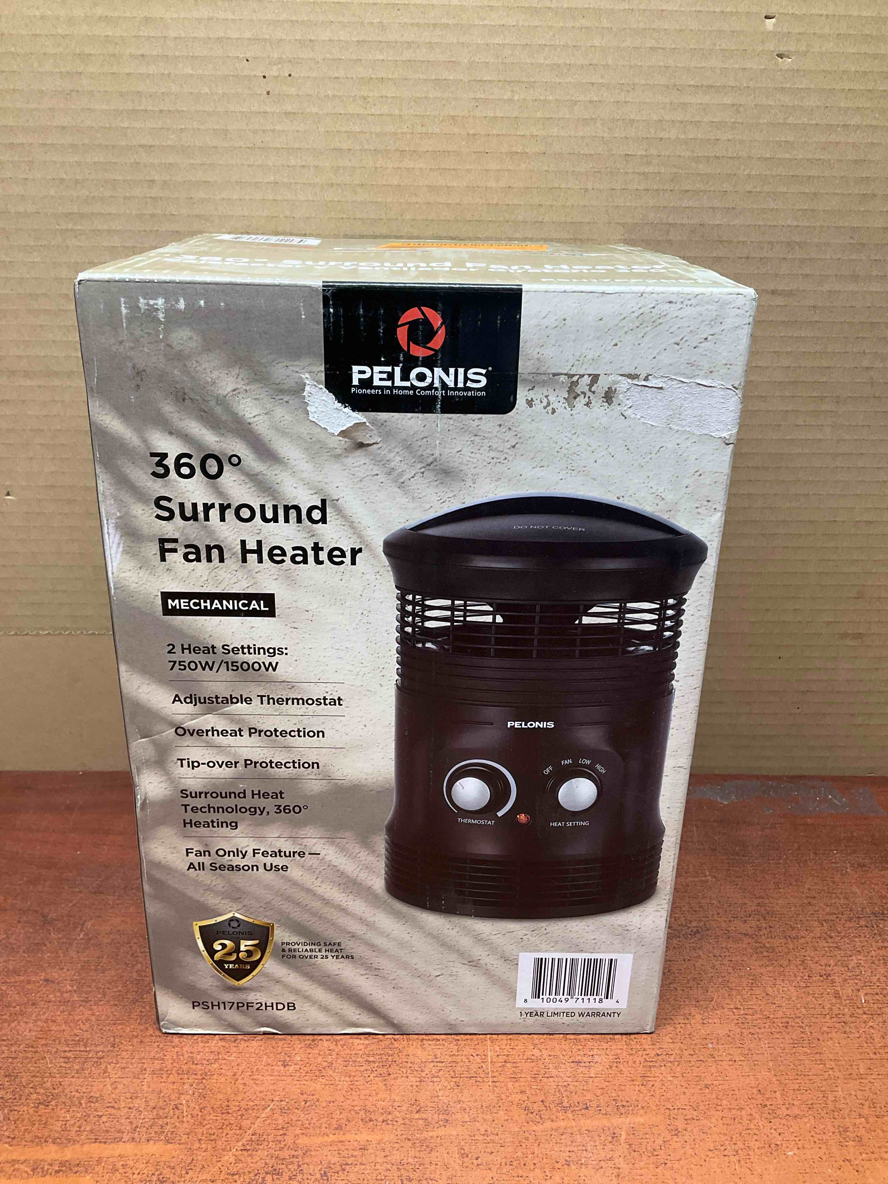 Pelonis 1500-Watt 360° Surround Fan Heater, Black