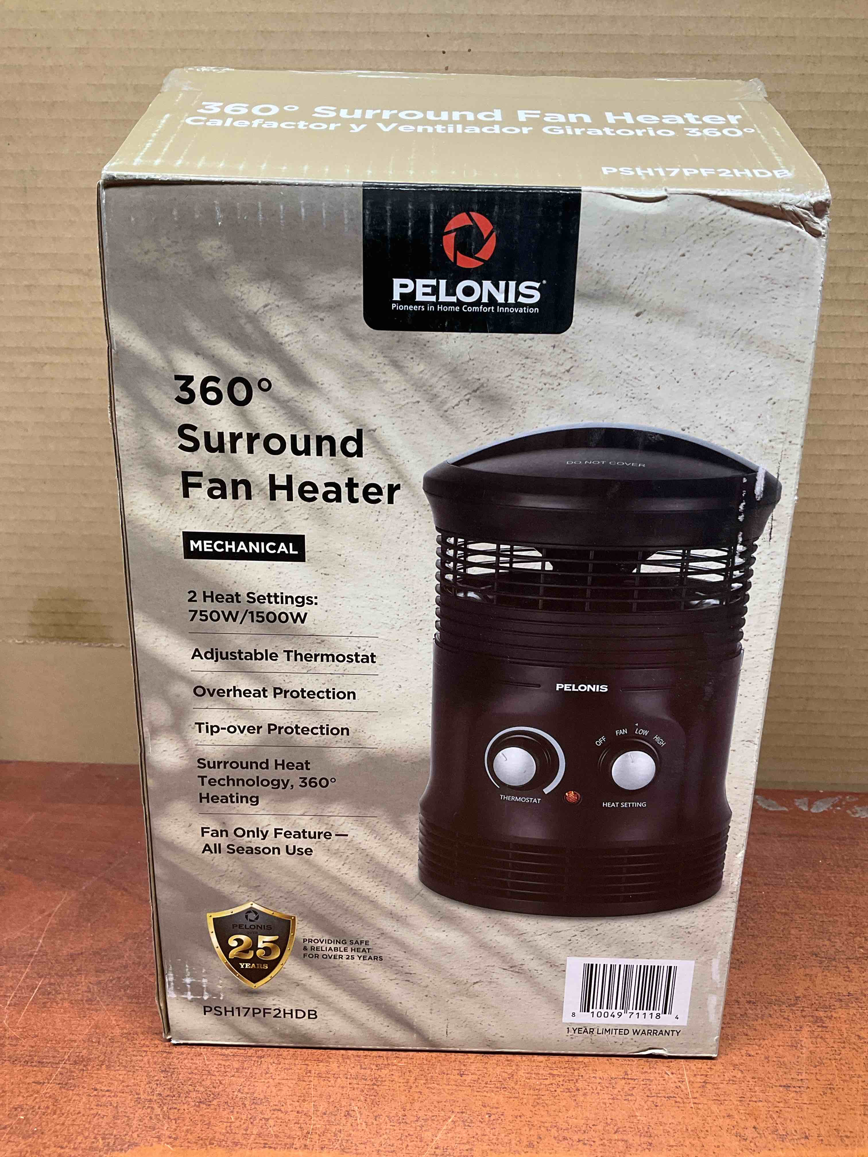 Pelonis 1500-Watt 360° Surround Fan Heater, Black