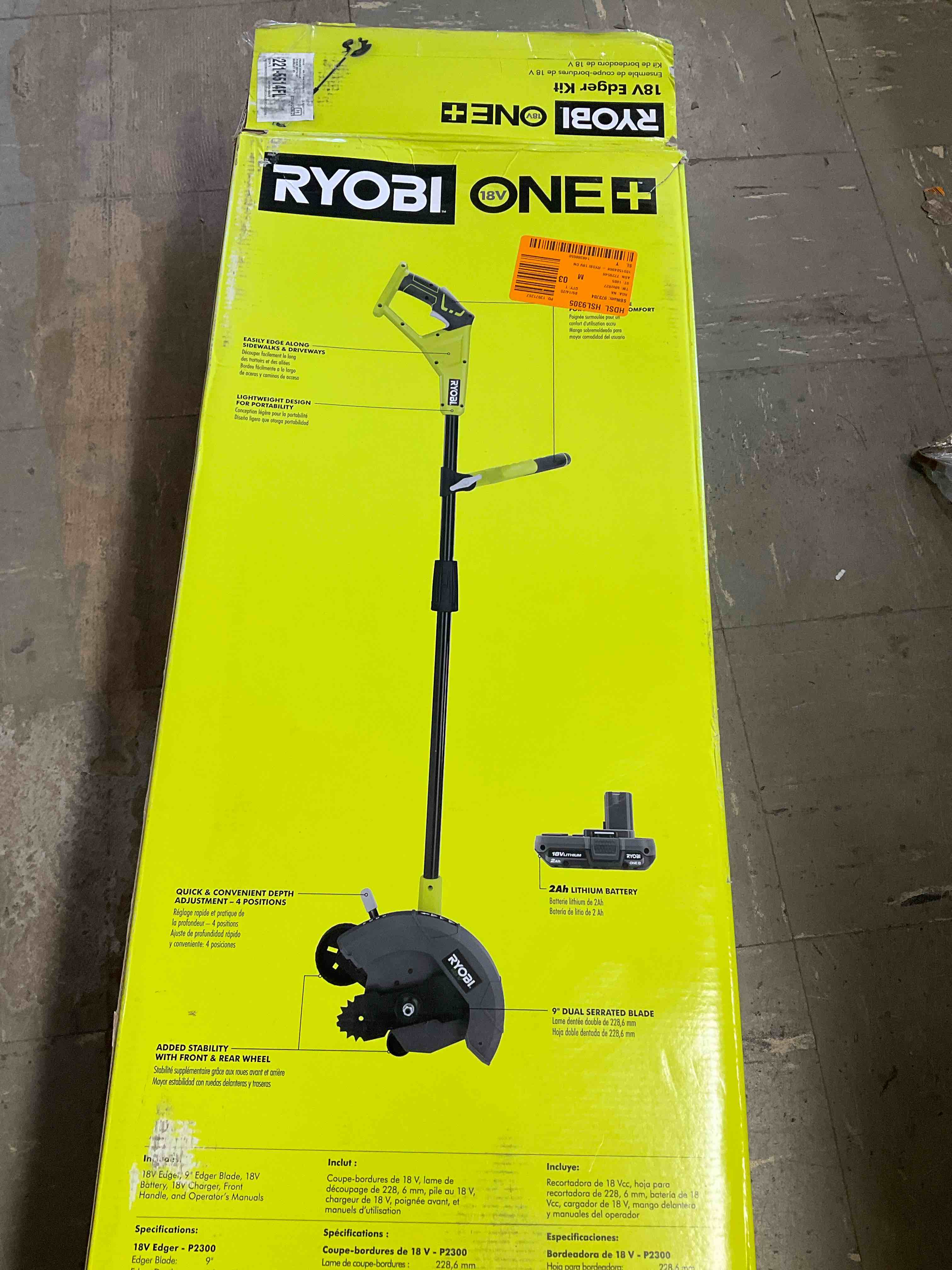 ONE+ 18V 9 in. Cordless Battery Edger with 2.0 Ah Battery and Charger** previously used but works good***
