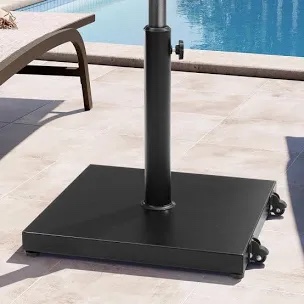 40 lbs. Concrete Patio Umbrella Base in Black With Wheels
