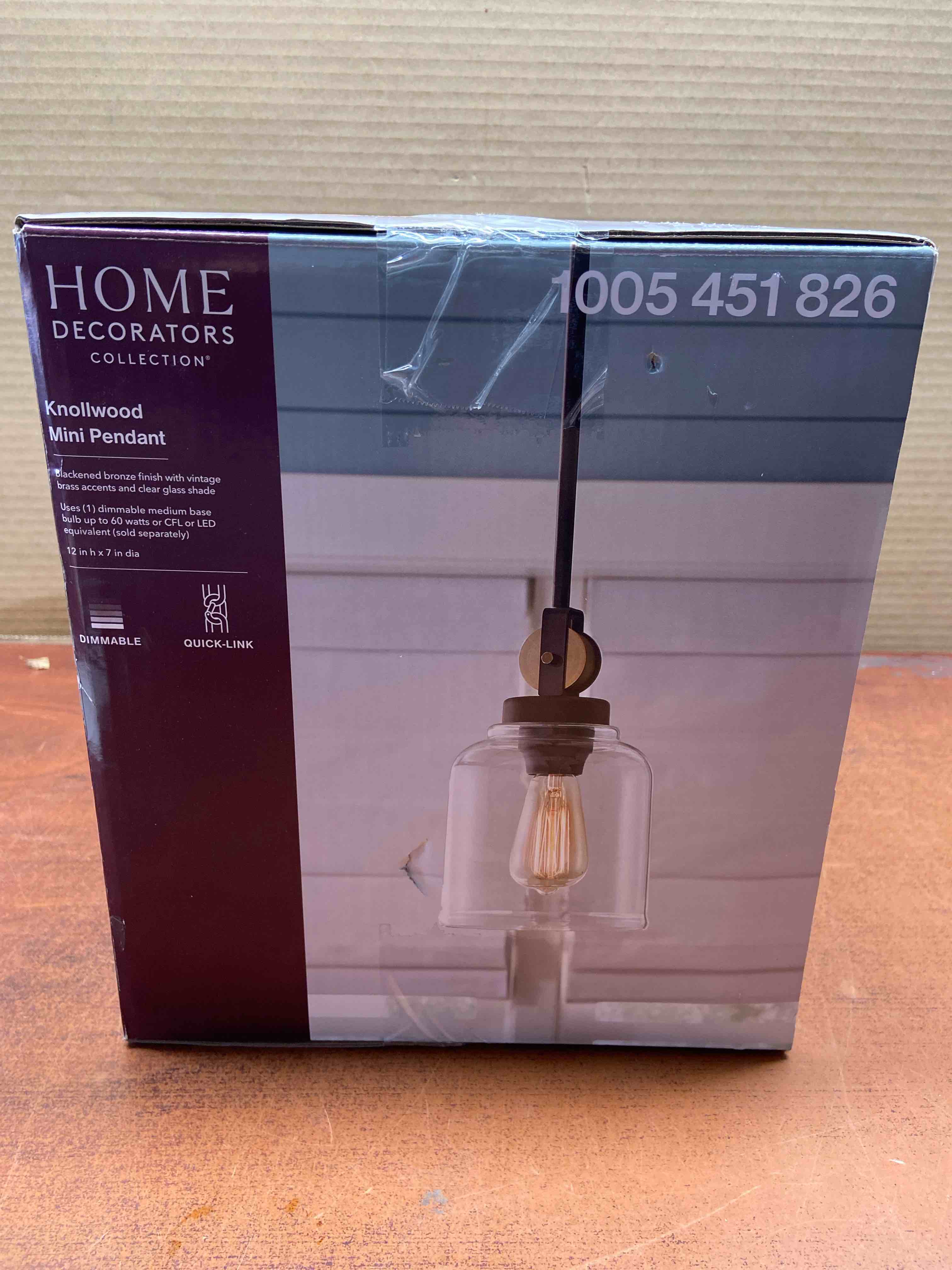 Knollwood 7 in. 1-Light Black Bronze Vintage Brass Accents Industrial Mini Pendant Light for Kitchen