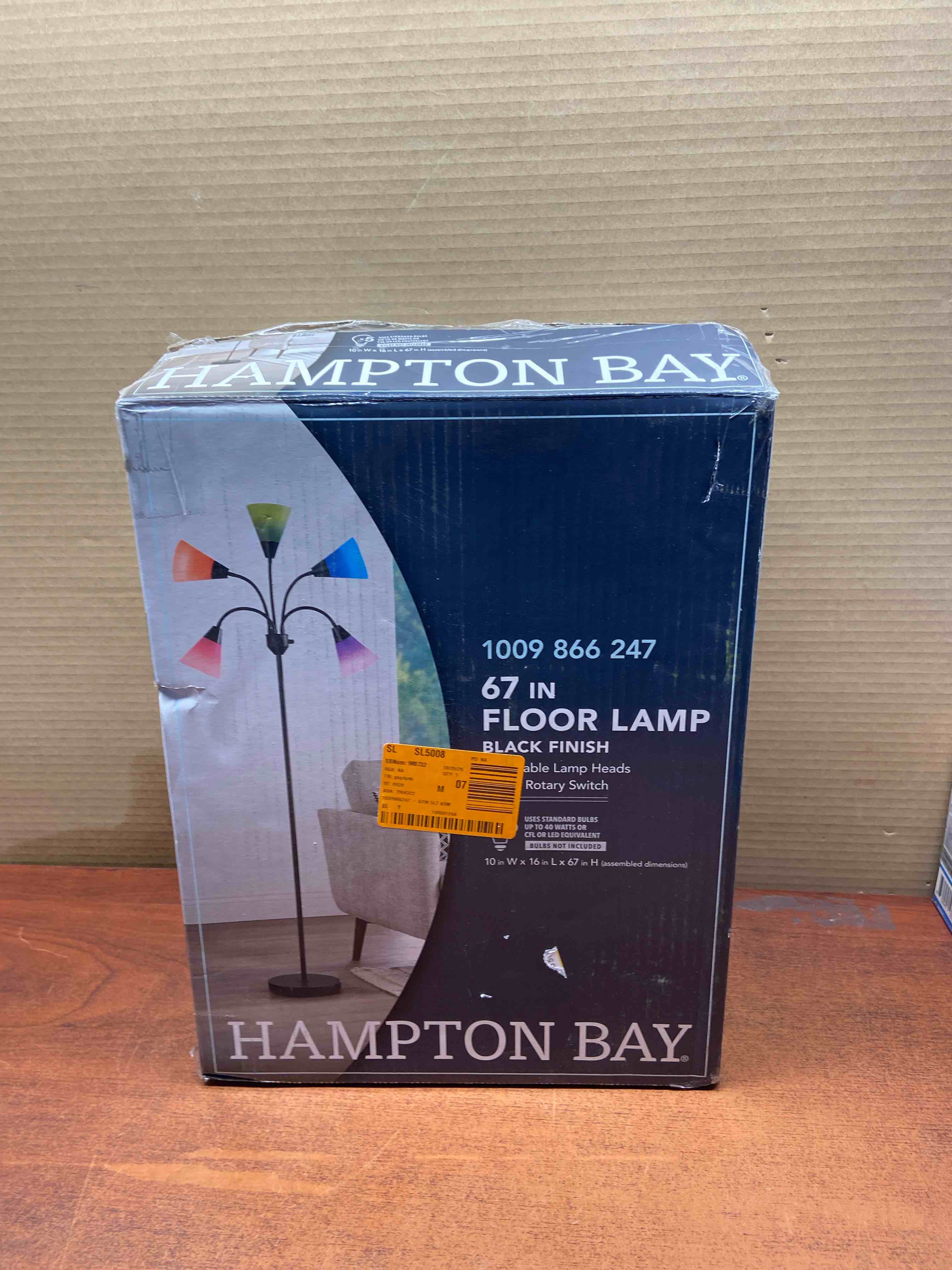 67 in. 5-Light Black Gooseneck Floor Lamp with Multi-Color Acrylic Shades