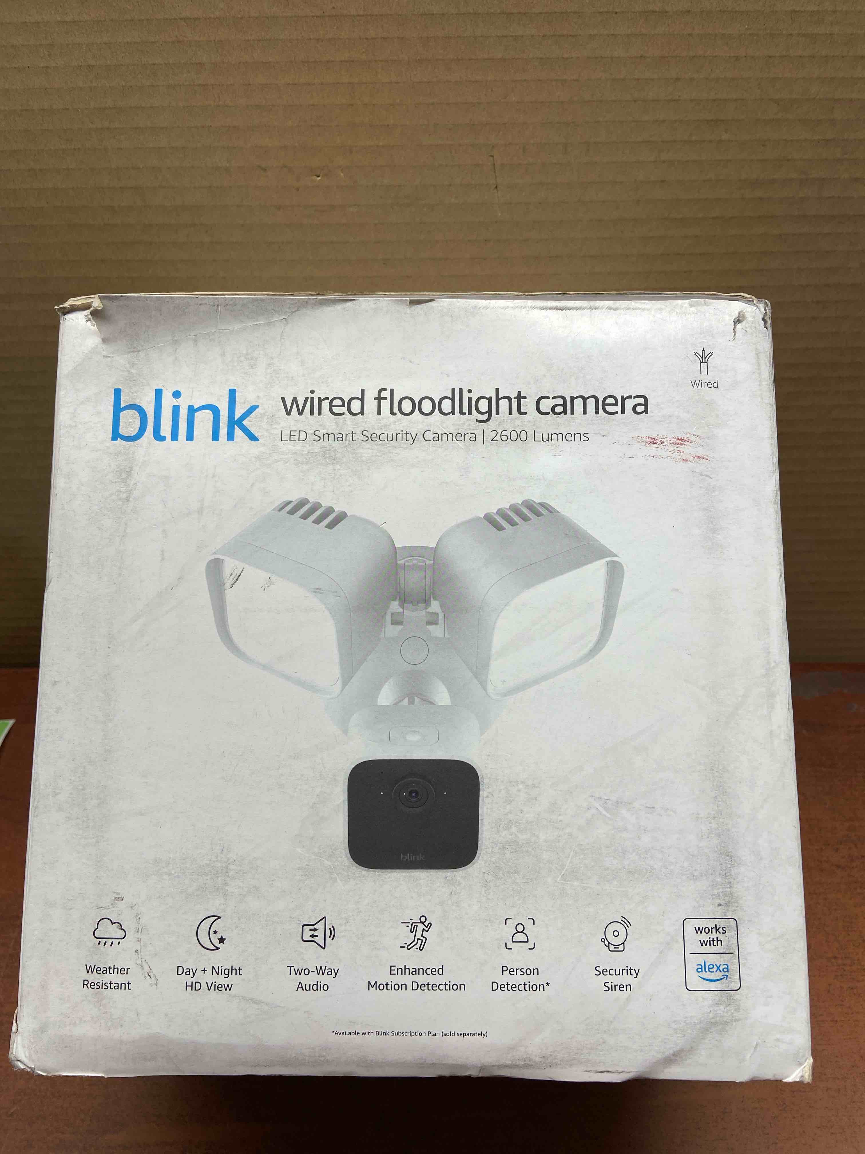 Blink - Outdoor Wired 1080p Security Camera with Floodlight - White