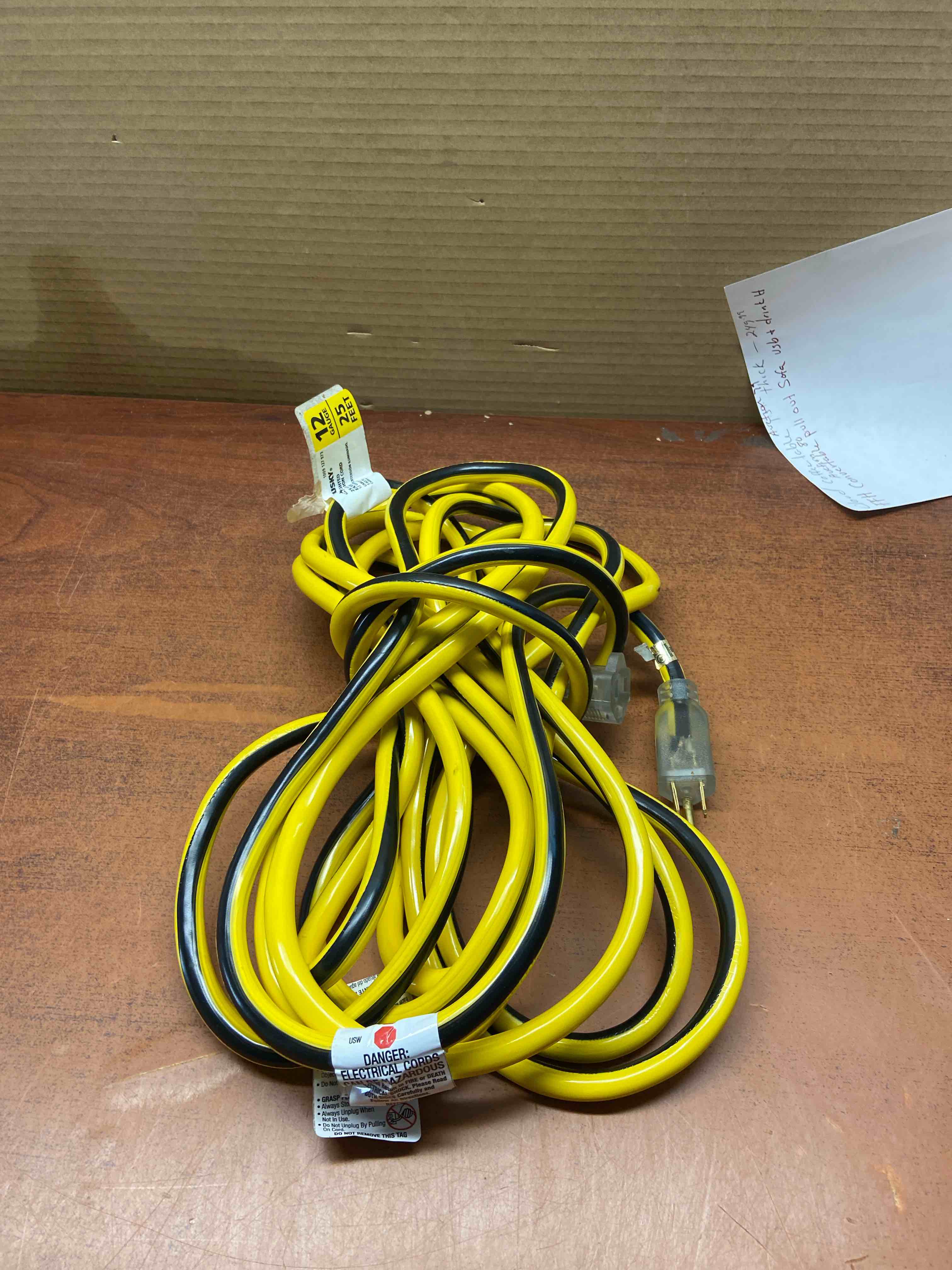 Husky VividFlex 25 ft. 12/3 Heavy Duty Indoor/Outdoor Extension Cord with Lighted End, Yellow