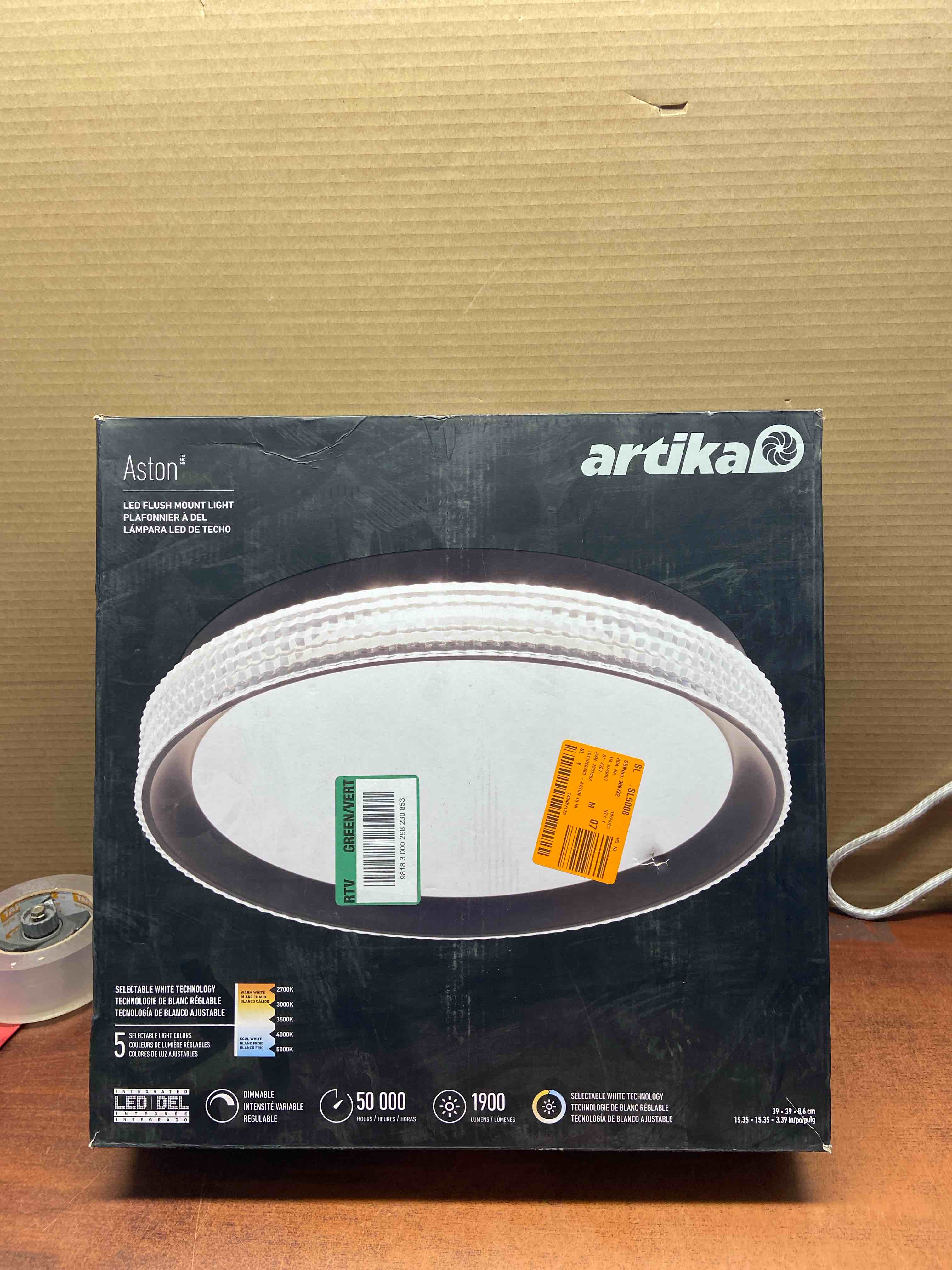 Aston 15 in. 1 Light Black 5CCT Integrated Selectable LED Flush Mount Ceiling Light