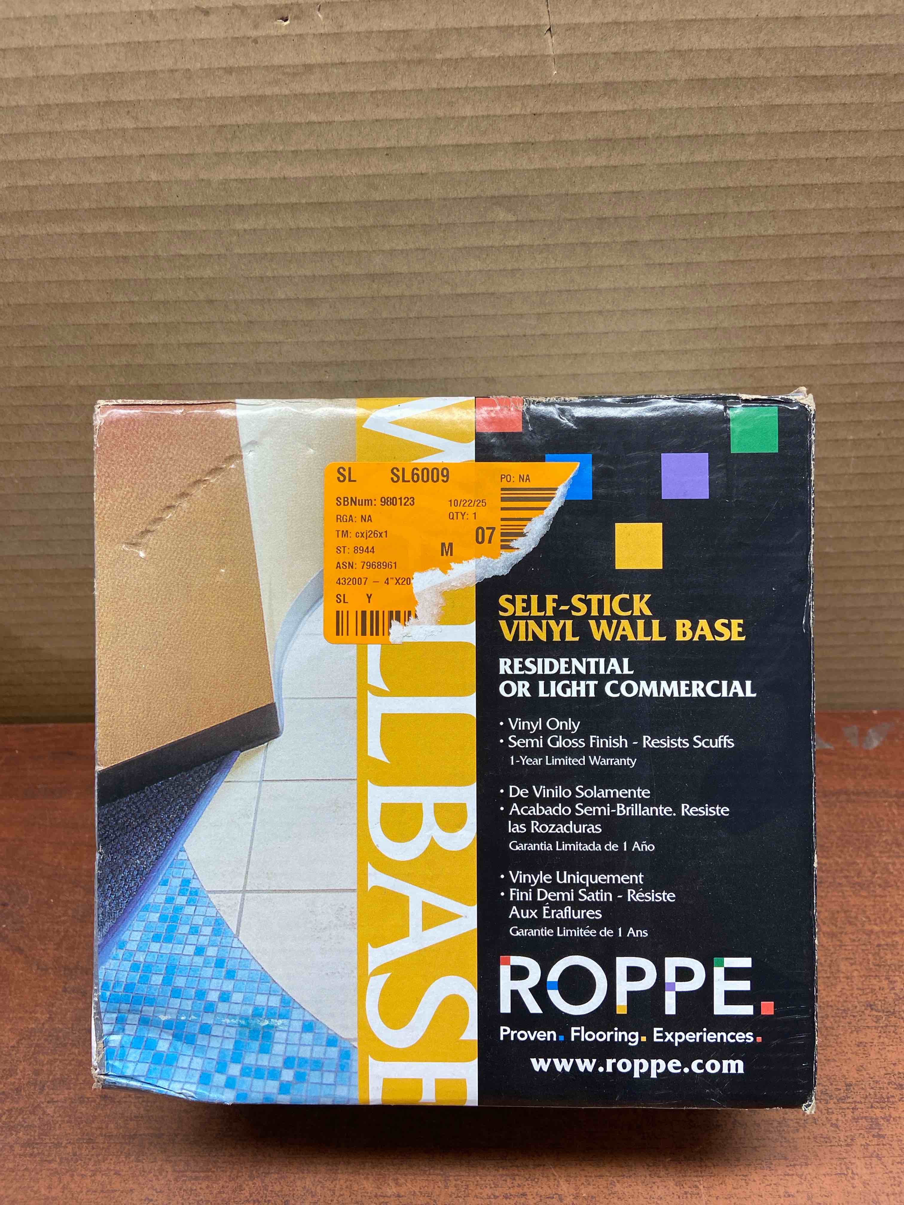 Self-Stick Vinyl Wall Cove Base No HC40C51S100  Roppe Corporation