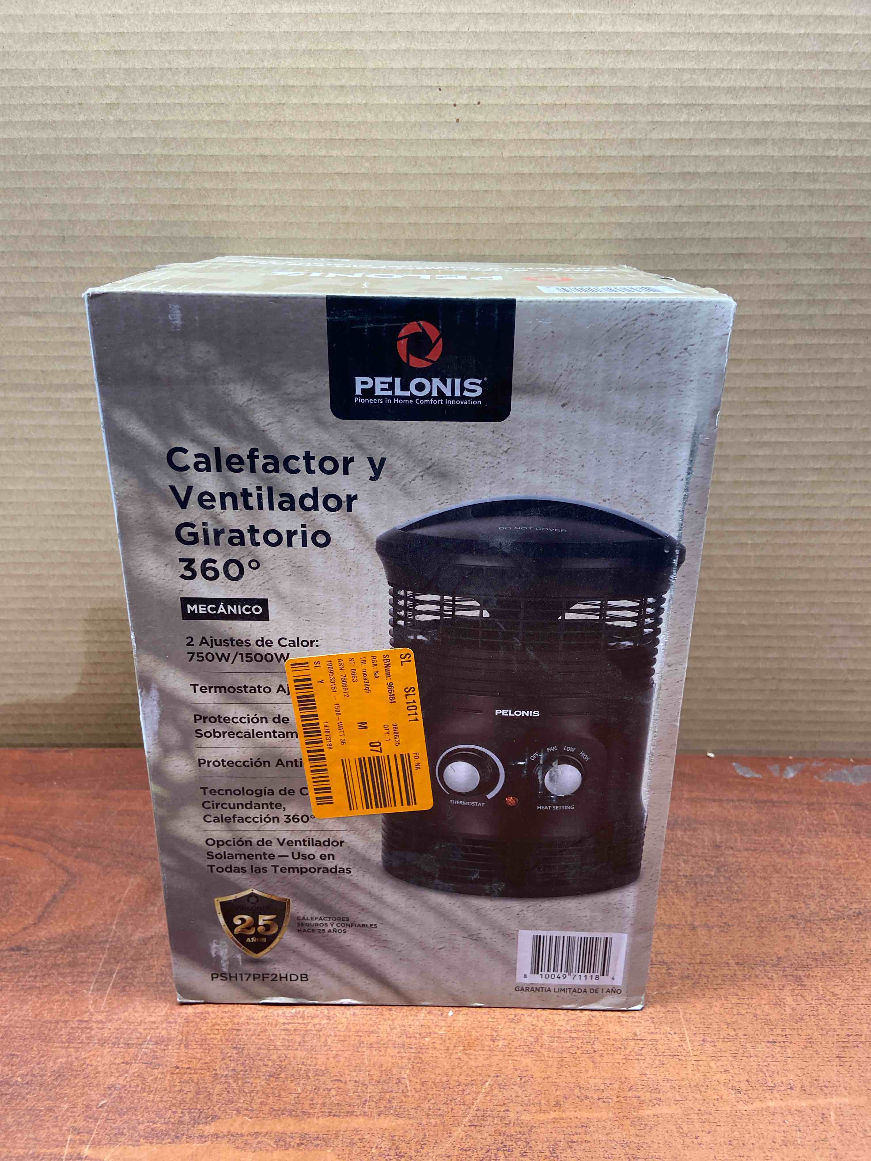 Pelonis 1500-Watt 360° Surround Fan Heater, Black