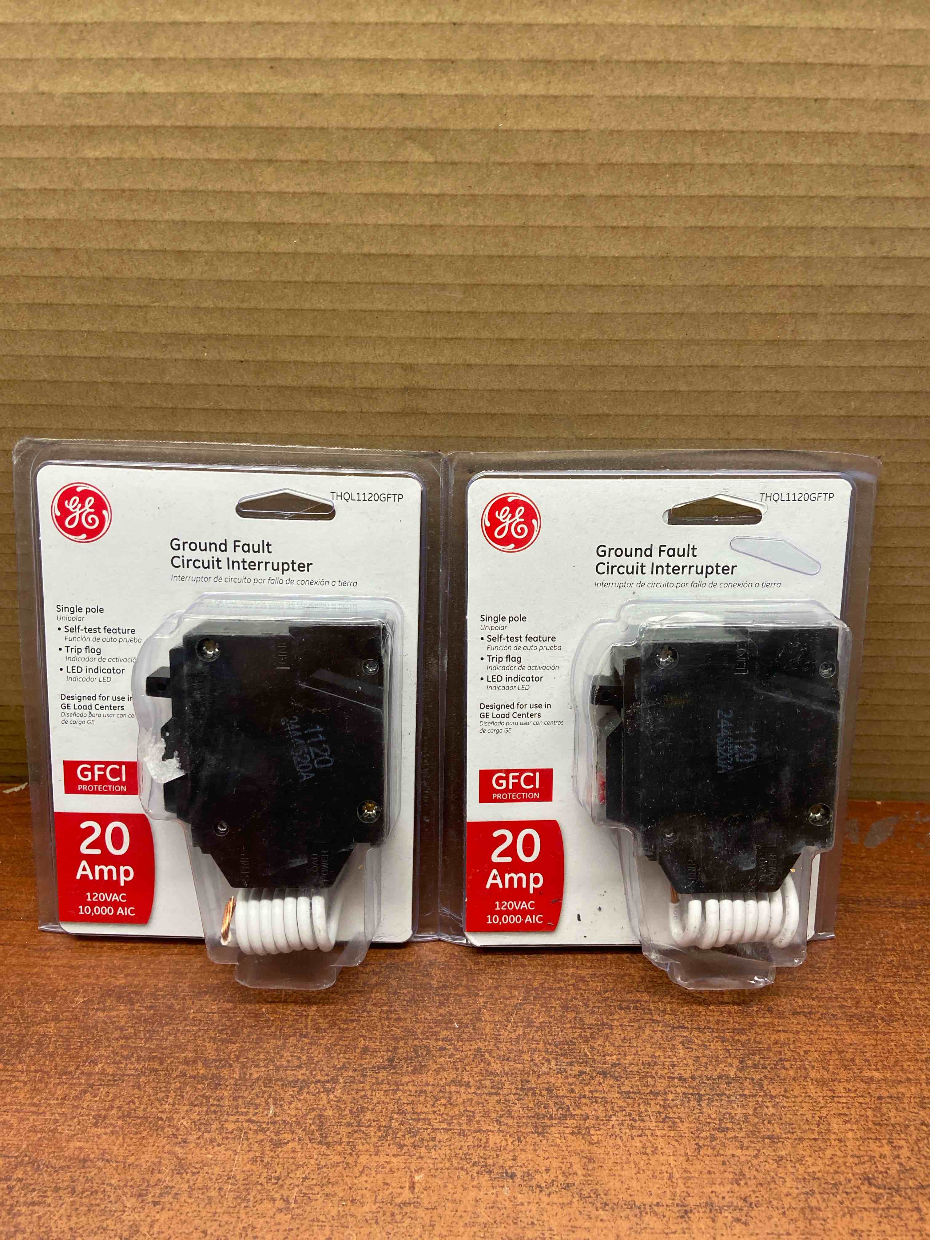 GE Industrial THQL1120GFTP Ground Fault Breaker  Single Pole  20 Amp  Self Test - Quantity 1