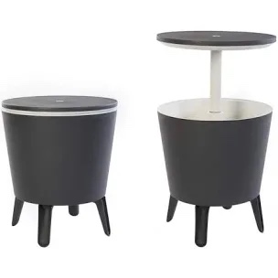 Keter Modern Cool Bar and Side Table** small dent on lid **  Outdoor Patio Furniture with 7.5 Gallon Beer and Wine Cooler  Gray