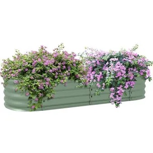 Galvanized Raised Garden Bed Kit, Metal Planter Box with Safety Edging, 41.25 in. x 23.5 in. x 16.5 in., Green by Outsunny