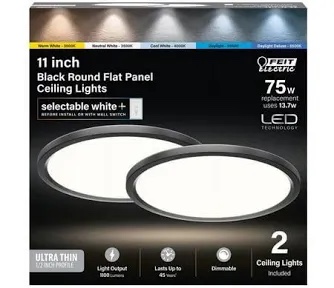 Feit 3012538 1.4 x 11 x 11 in. Edgelit LED Flat Panel Light Fixture  Matte Black