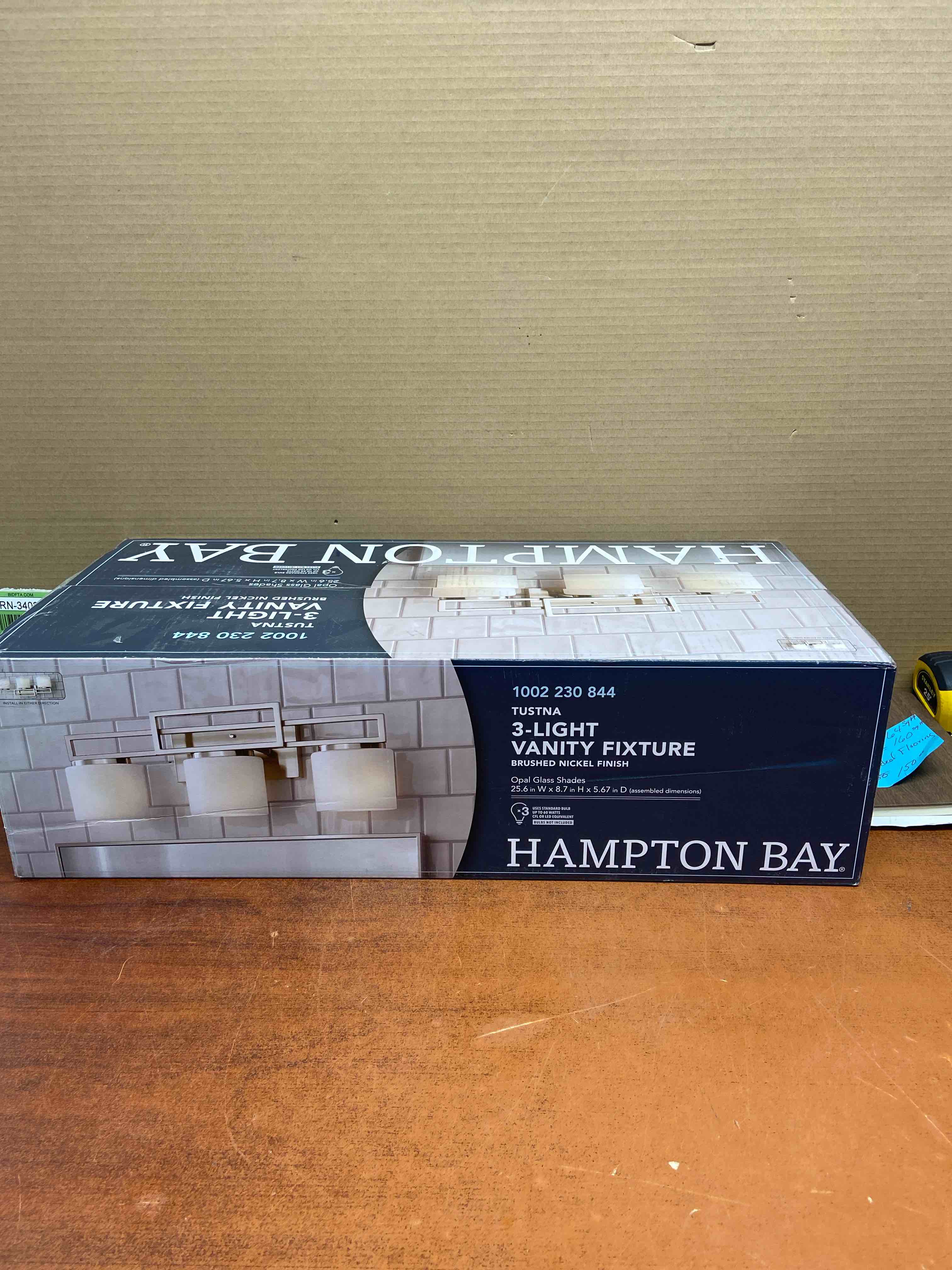 Home Decorators Tustna 3-Light Bathroom Vanity Light with Opal Glass Shades