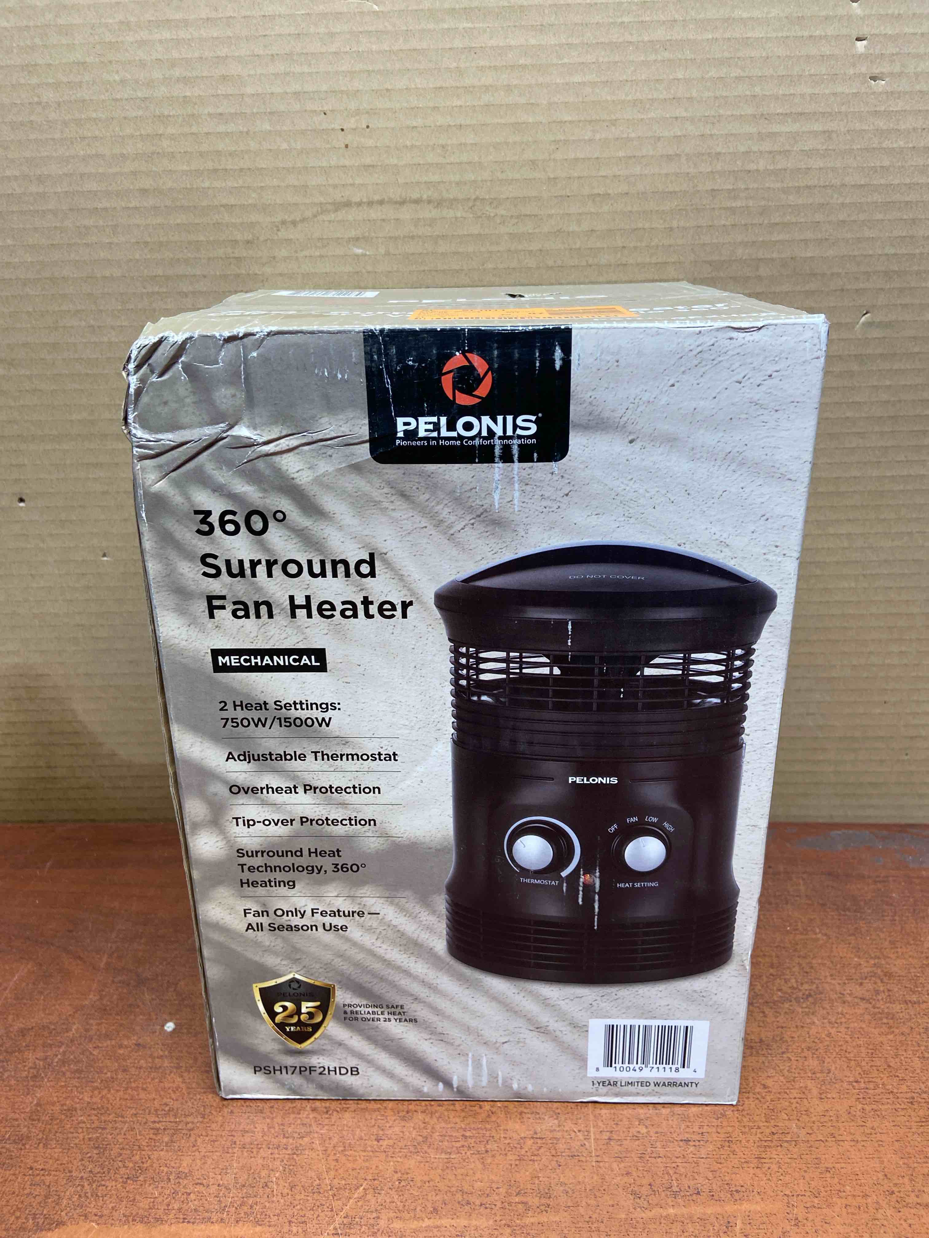 Pelonis 1500-Watt 360° Surround Fan Heater, Black