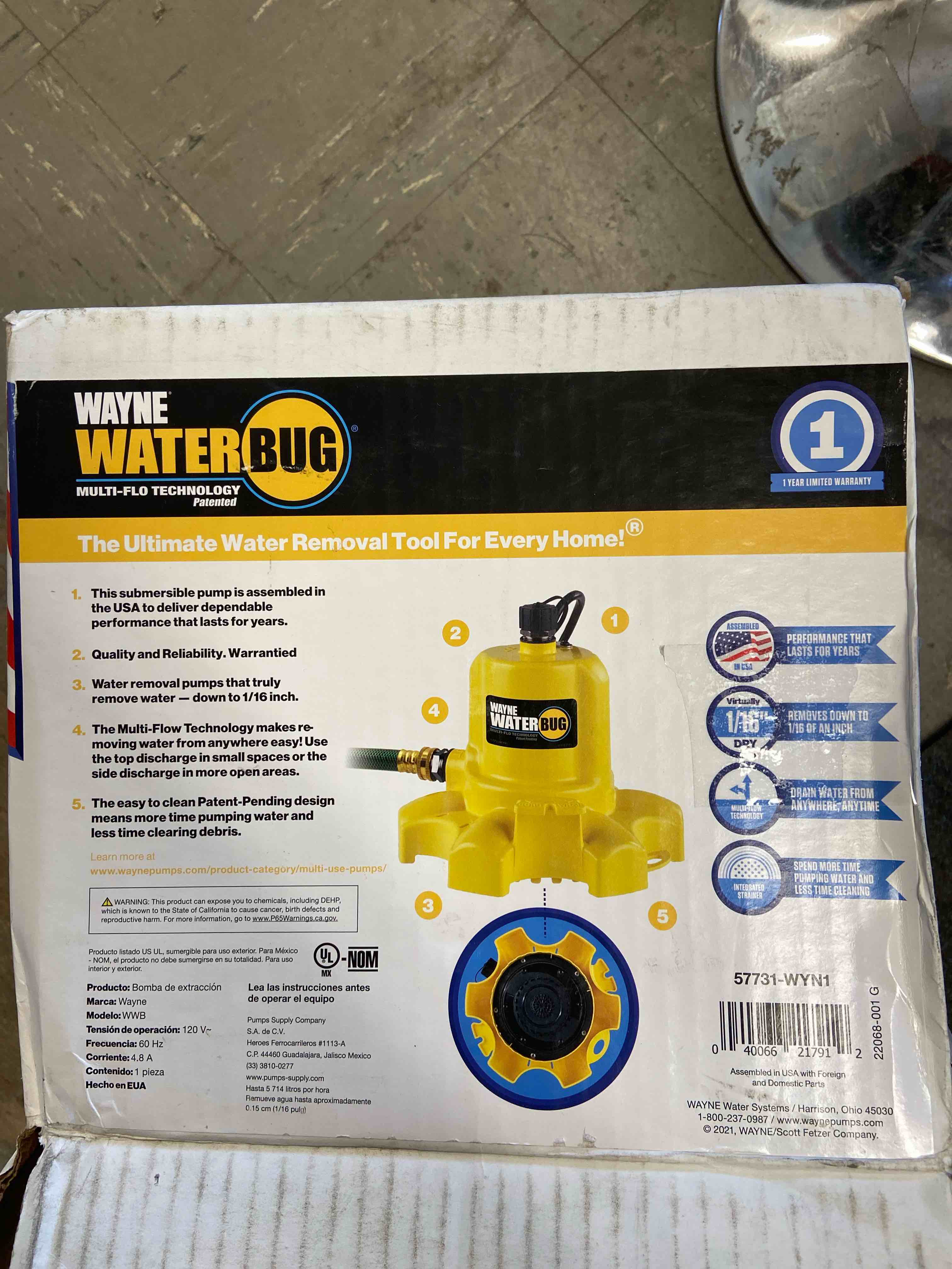 Wayne Wwb Waterbug Submersible Pump with Multi-Flo Technology