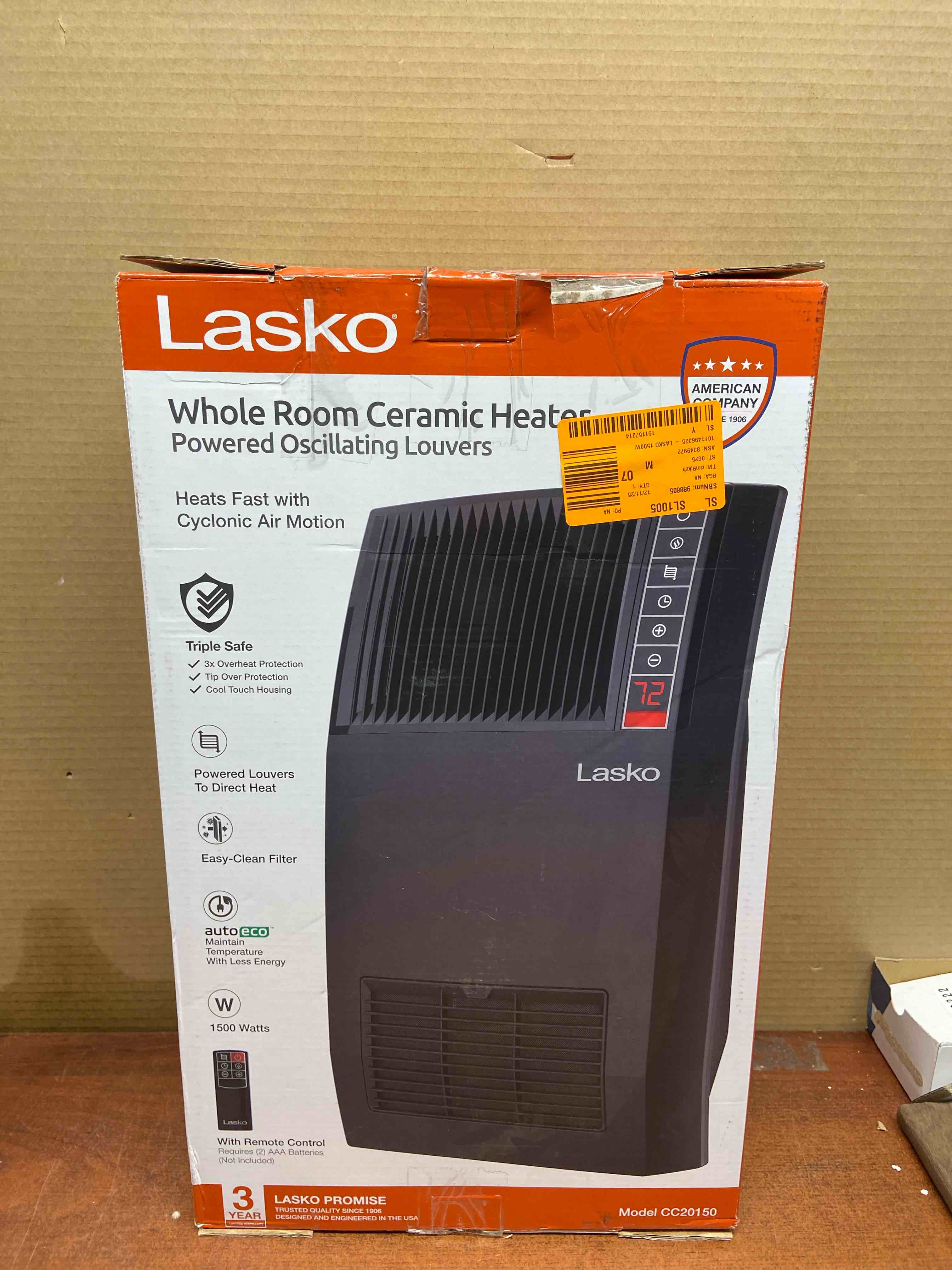 1500-Watt 20 in. Black Electric Console Ceramic Space Heater with Tip-Over Switch, Adjustable Louvers, Timer, Remote