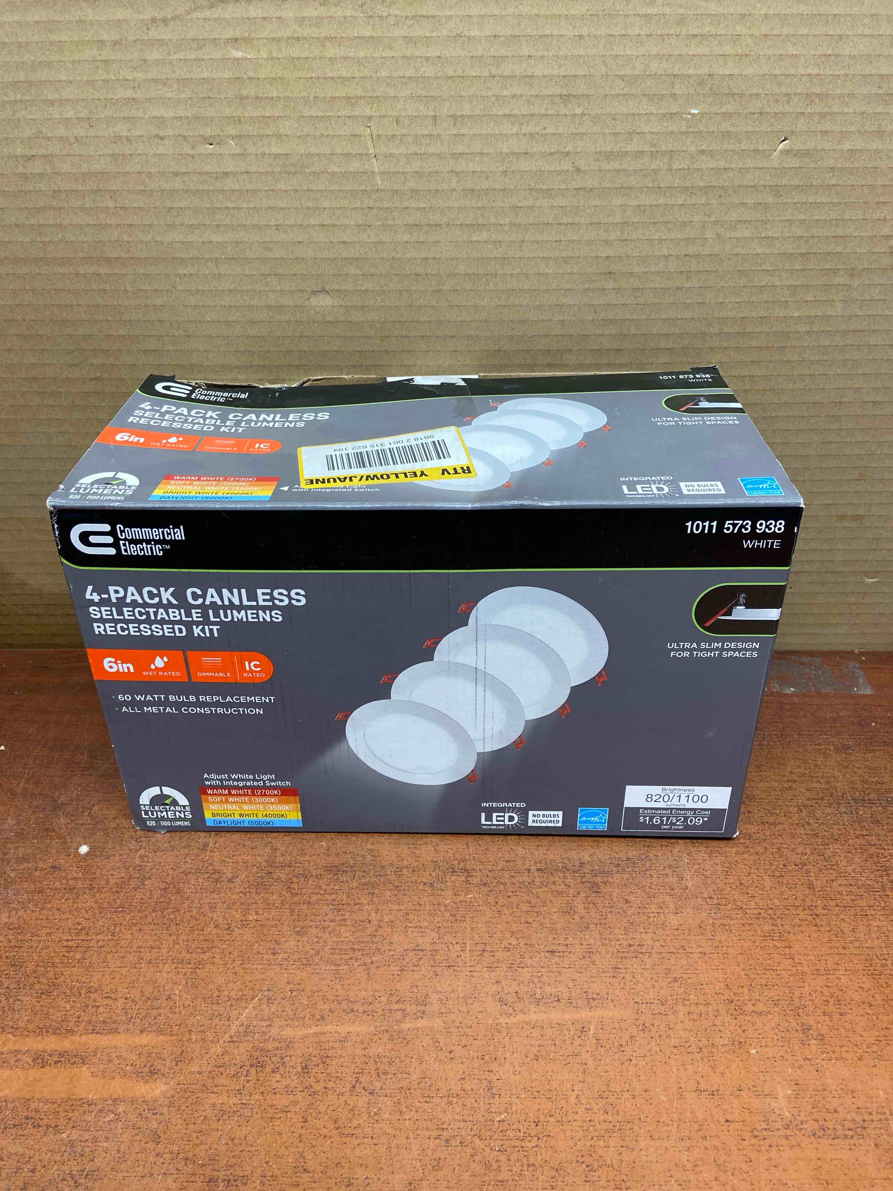 Premium Series 6 in. LED, 2-Level Lumen Select, Ultraslim Canless Recessed Light, Adjustable CCT (4-Pack)