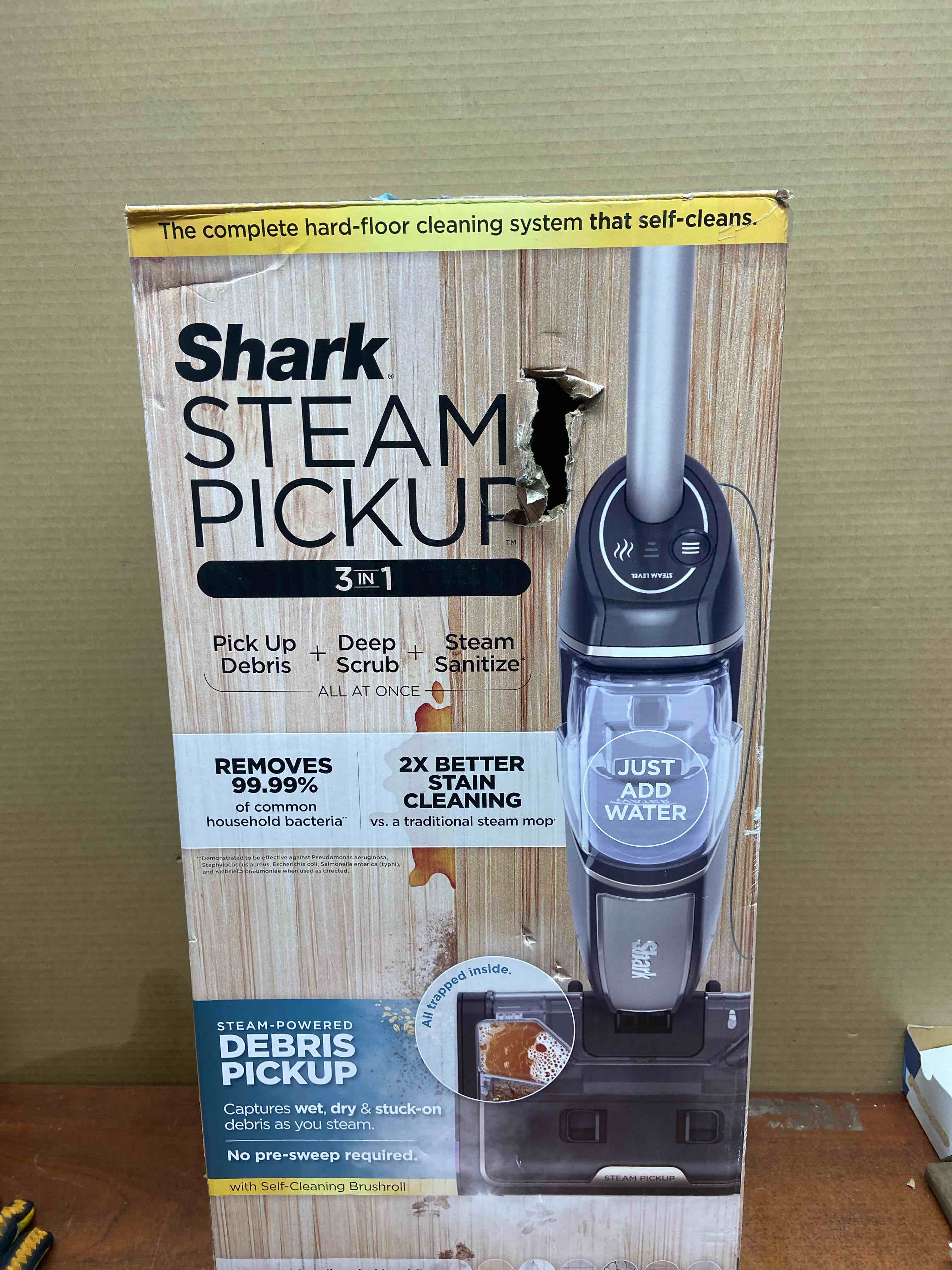 Shark - Pickup 3-in-1 Steam Mop, Pick-Up, Sanitize* - Black/Stone Metallic