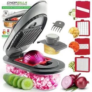 Chopzilla Mandoline Slicer Vegetable Chopper Cheese Grater Kitchen Food Dicer Veggie Potato Cutter 4 Blades Gray