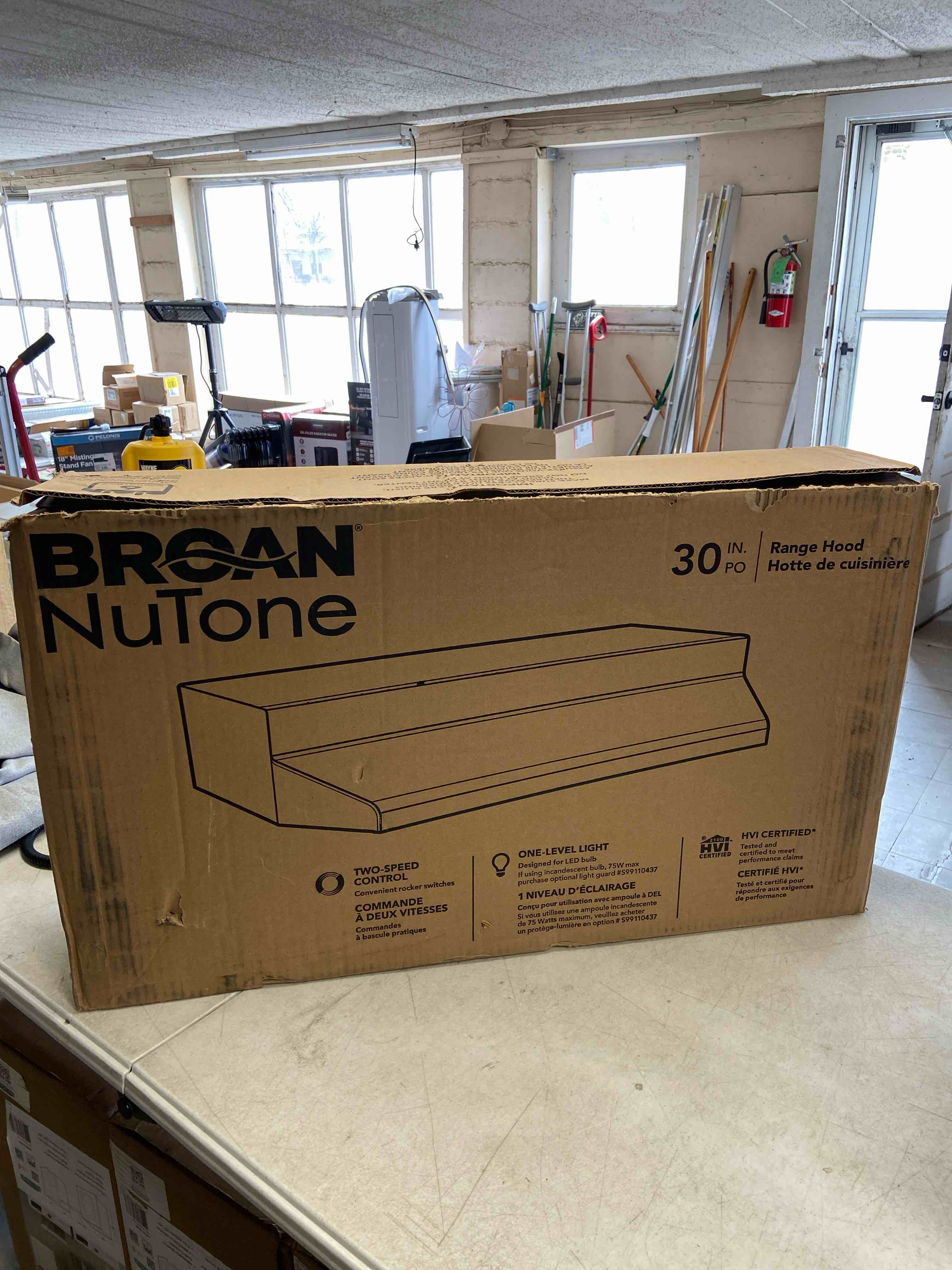 Condition photo showing New/Like New for broan nutone 30” range hood white 