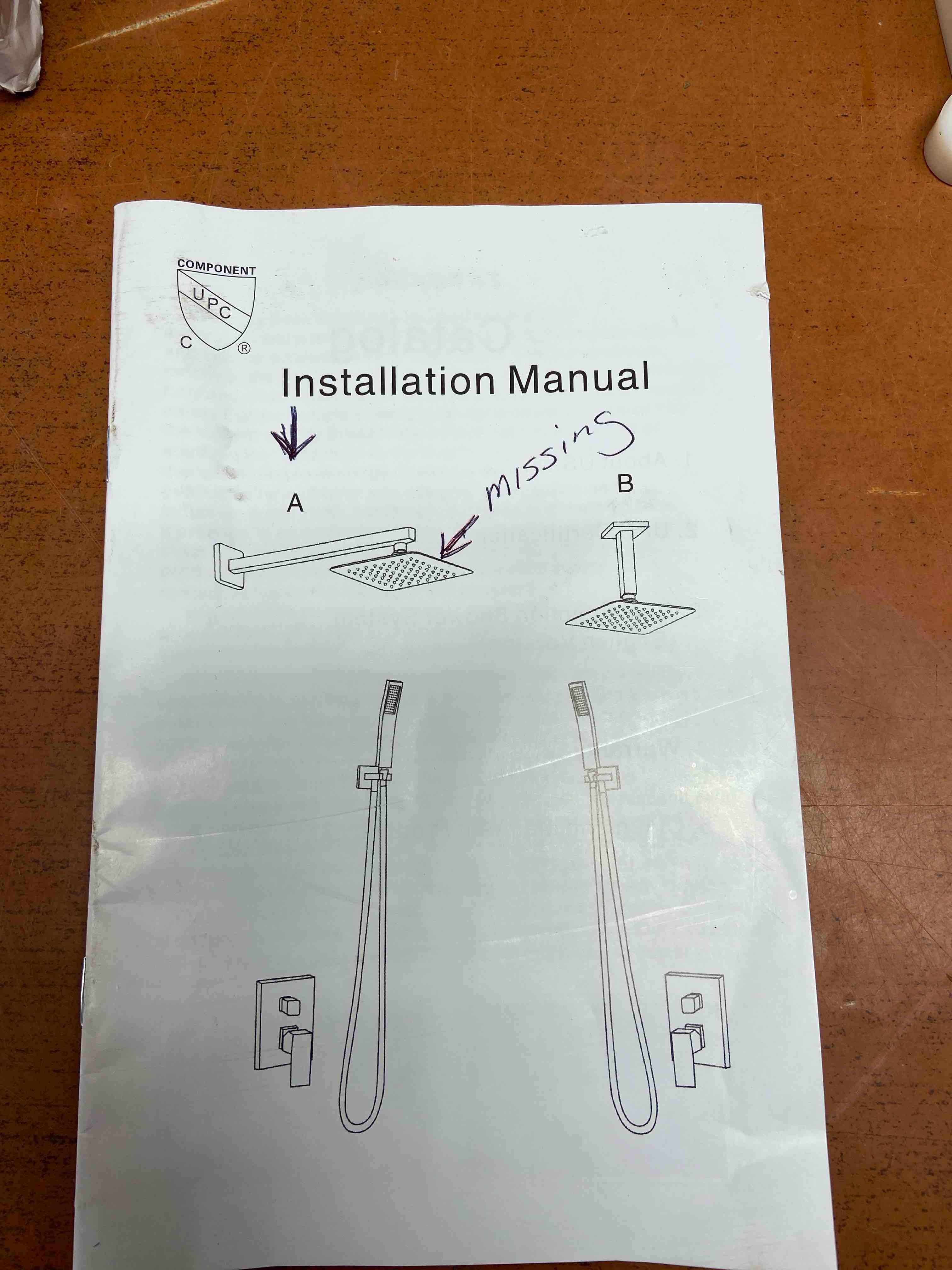 Condition photo showing Good Condition for Waterfall shower system black** missing shower head **