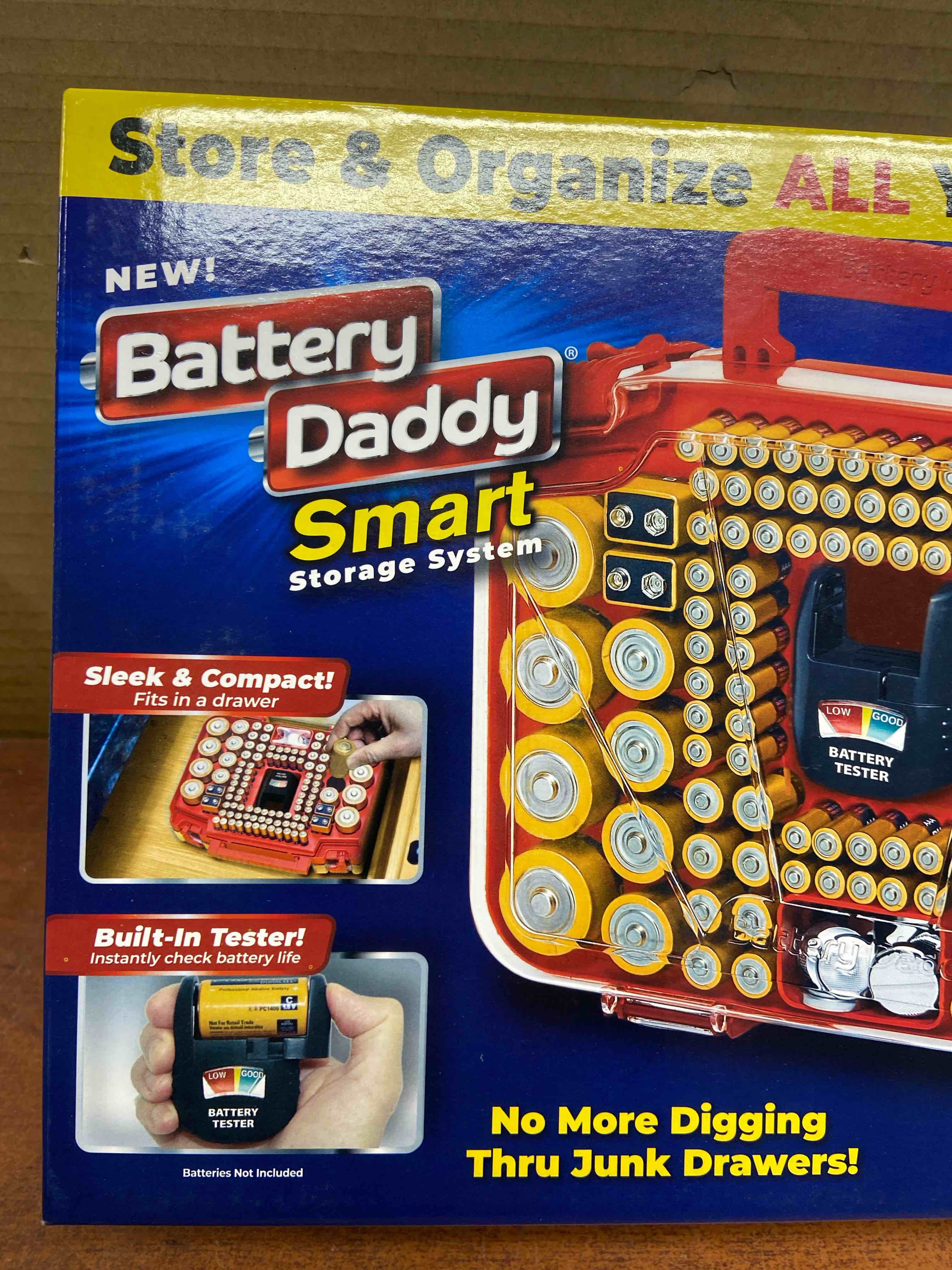 Condition photo showing New/Like New for Ontel Battery Daddy Smart - Battery Organizer Storage Case with Tester, Stores & Protects Up to 150 Batteries, Clear Locking Lid, As Seen On TV, Smart - 150 Batteries (BADAS-MC4)