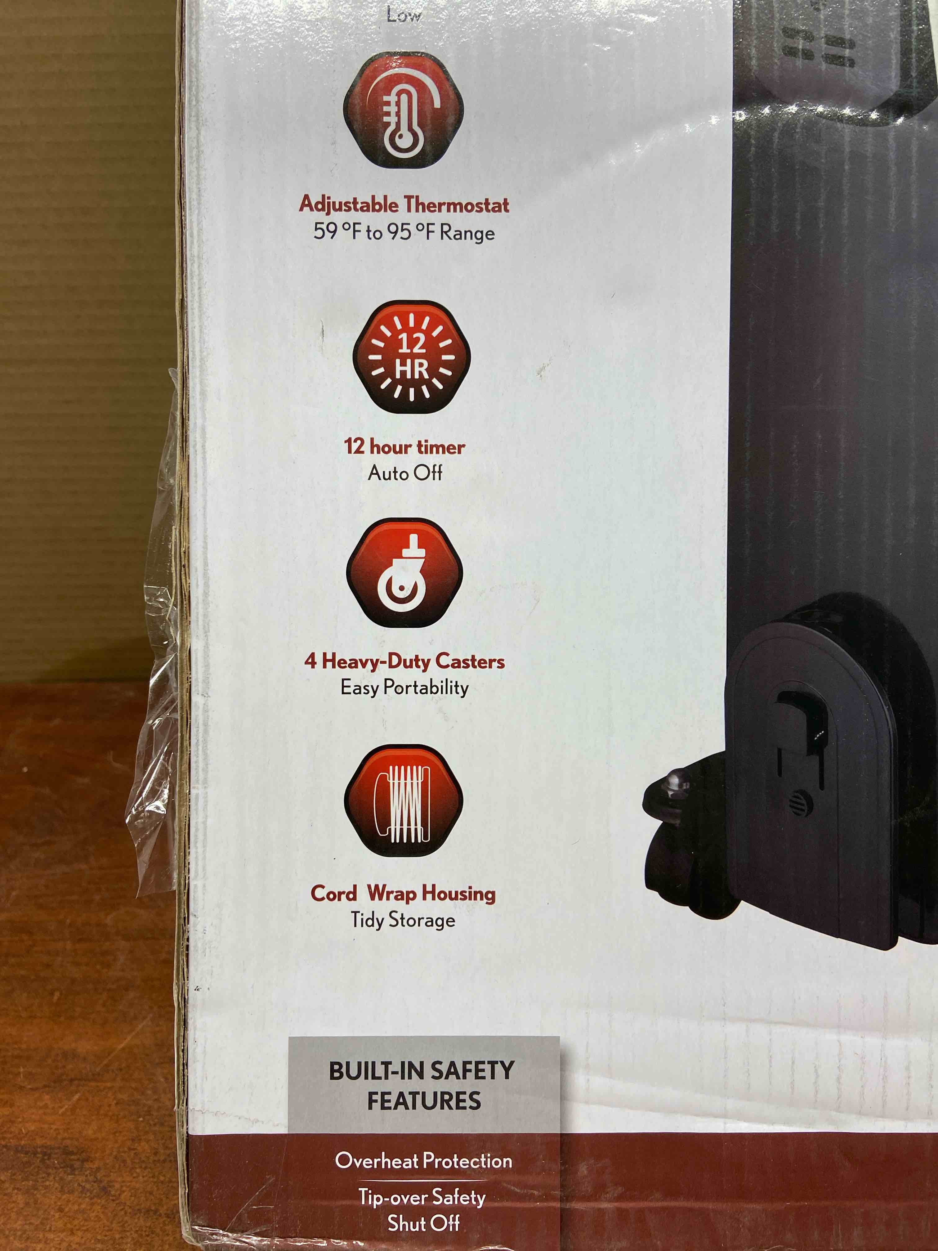 Condition photo showing New/Like New for 1500-Watt Black Indoor Electric Oil-Filled Radiator Convection Radiant Space Heater with Remote Control for Living Space