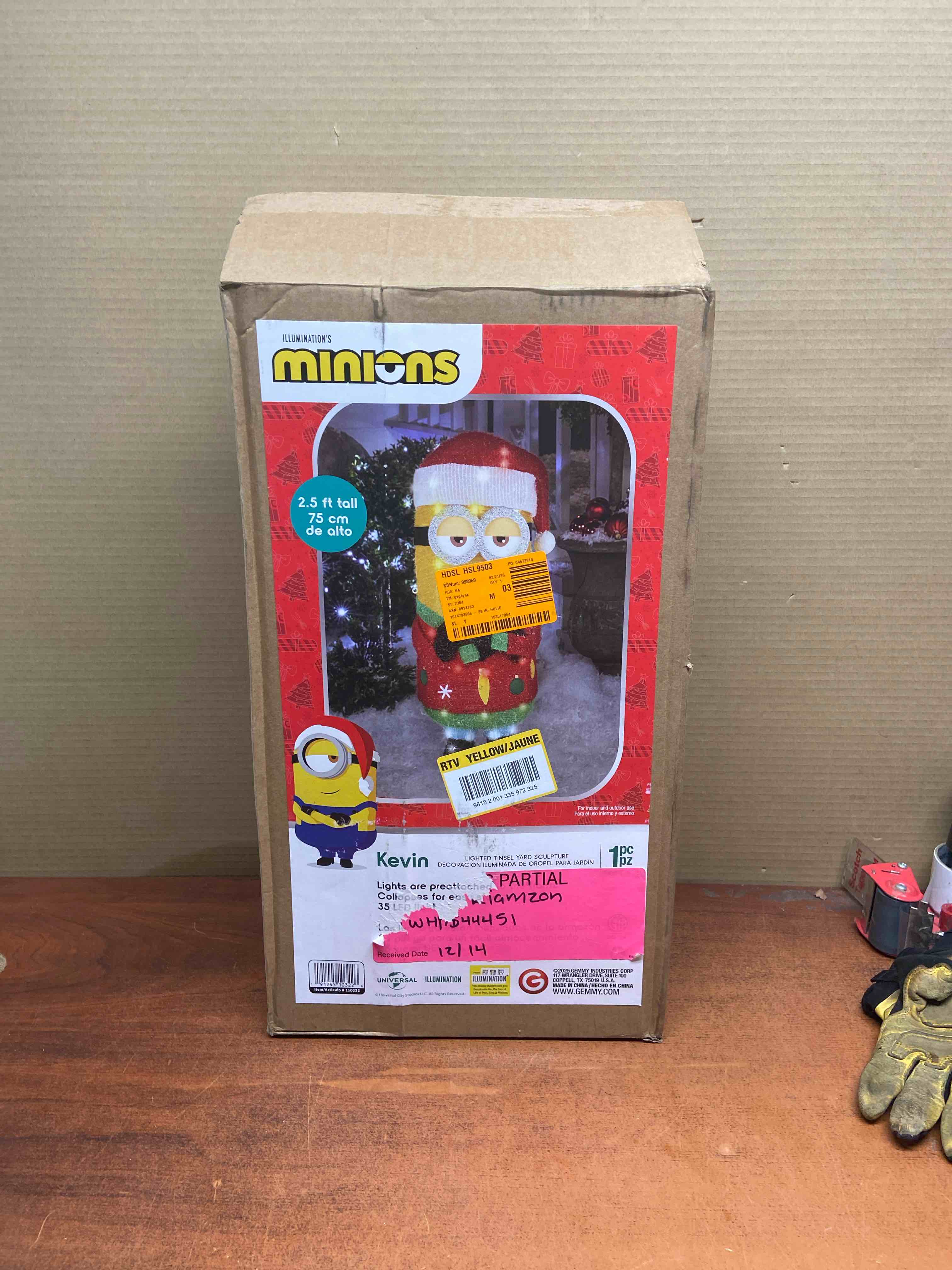 Condition photo showing New/Like New for 28 in. H x 12 in. W Holiday Tinsel Kevin Outdoor Christmas Decoration