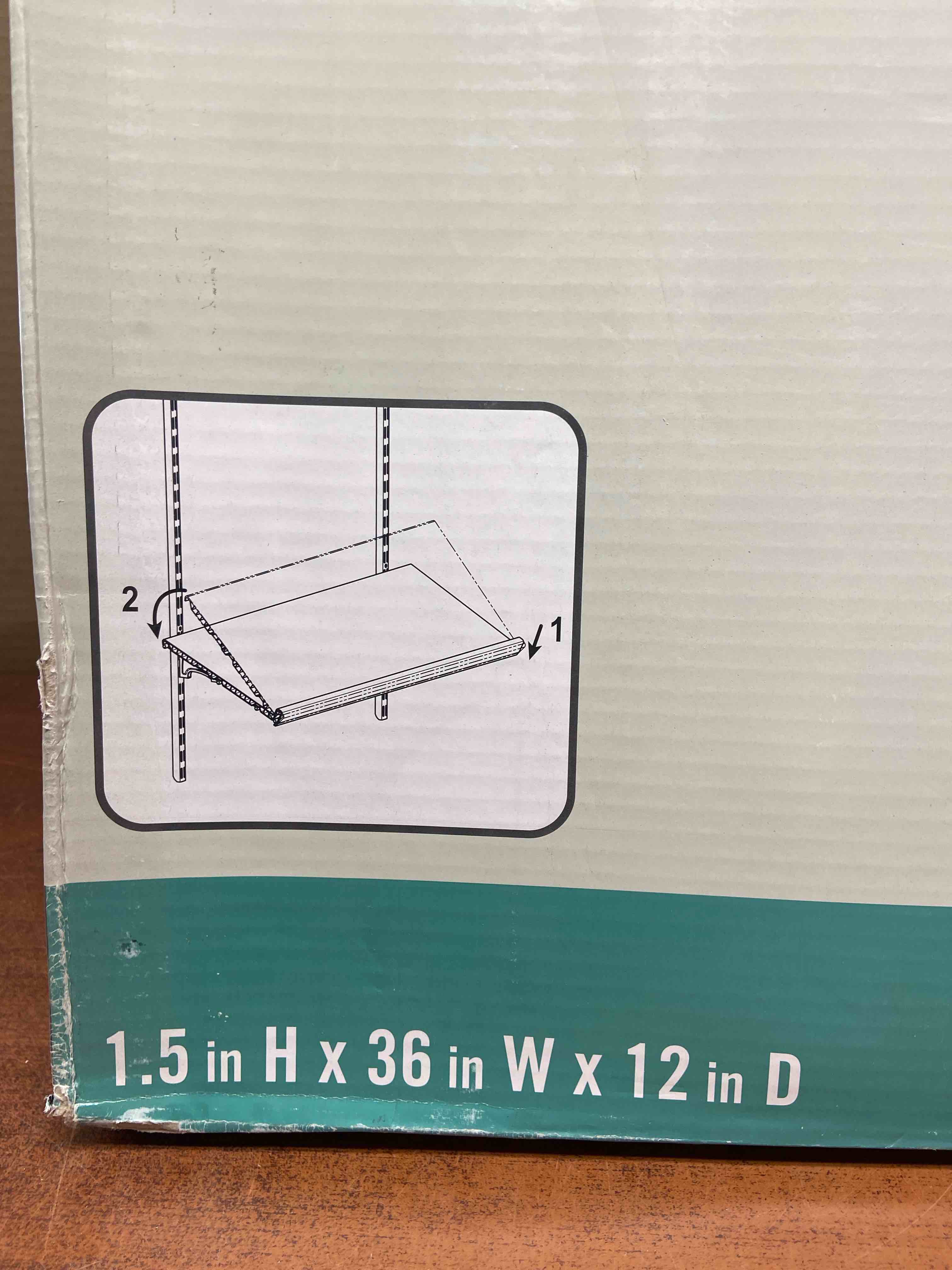 Condition photo showing Good Condition for decorative adjustable shoe shelf kit for use with regular duty and heavy duty adjustable closet systems shelf only