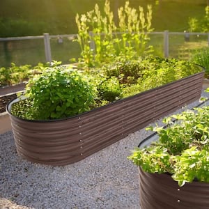 8 ft. x 2 ft. x 1.4 ft. galvanized steel raised garden bed planter box outdoor, carbonized