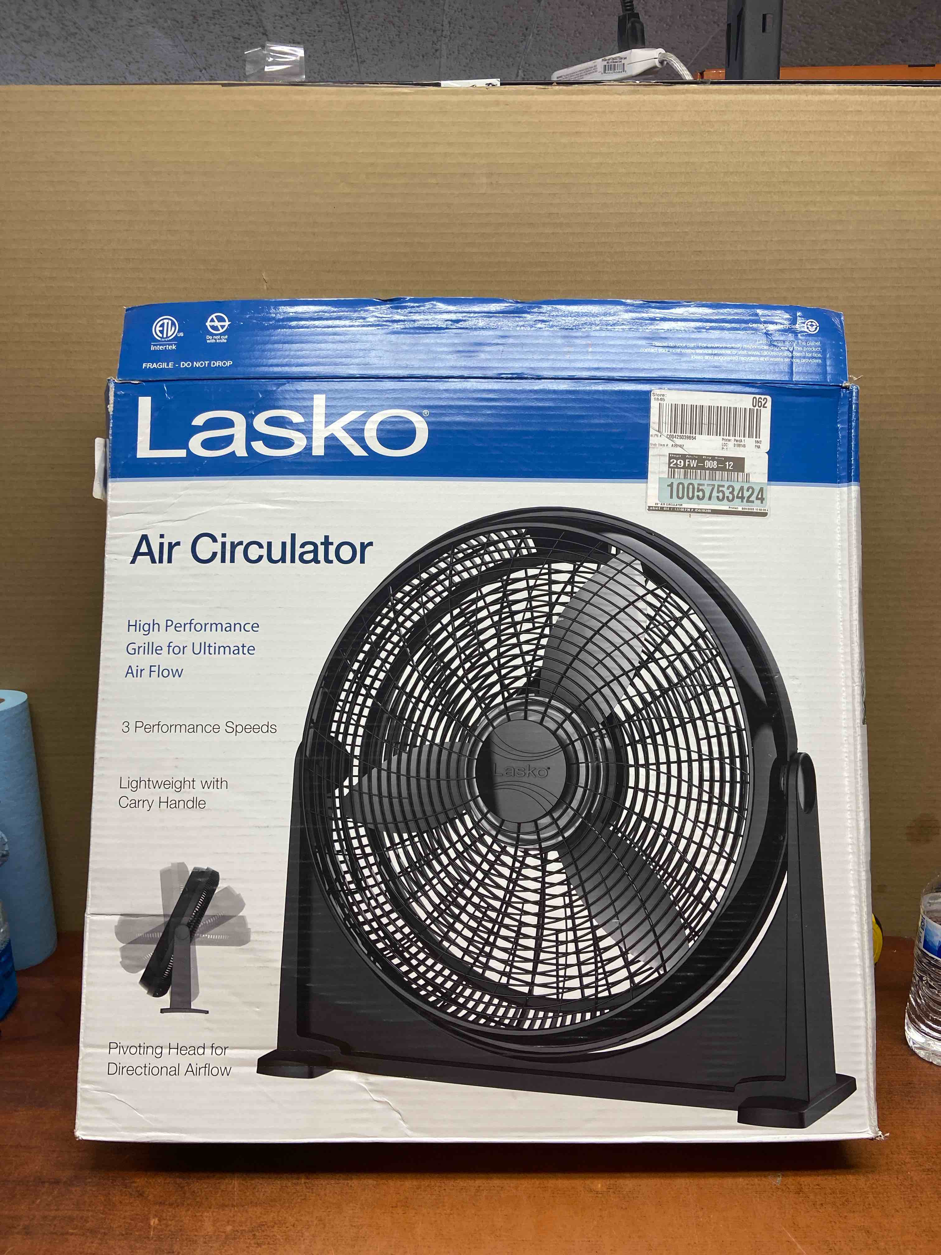 20 in. 3 Speed Air Circulator Floor Fan for Home in Black with Wall Mount Option, Full Range Pivoting Head, Carry Handle