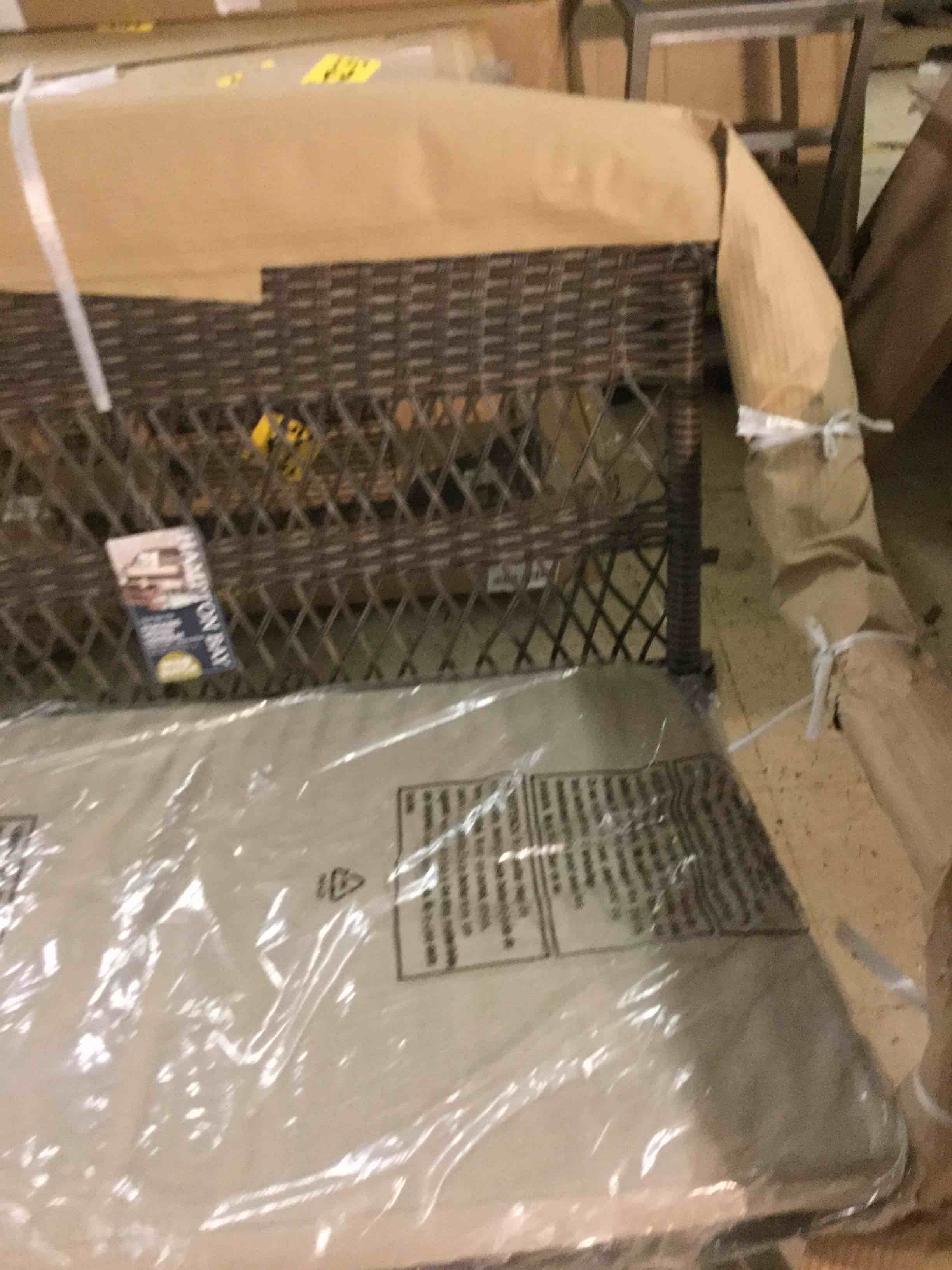 Hampton Bay Mix and Match Brown Wicker Outdoor Stack Loveseat with Beige Cushion