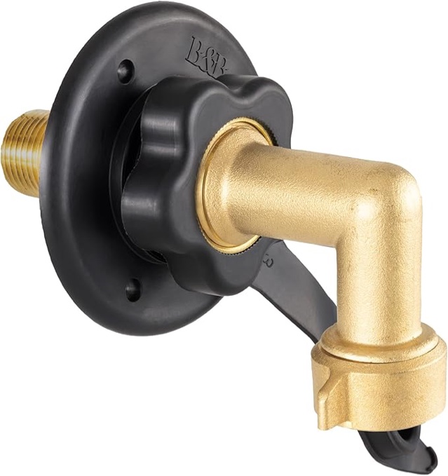 RV City Water Fill Inlet | Black | Optional Hose Elbow | Flange Brass with Check Valve | Camper | Trailer | Marine (with Hose Elbow)