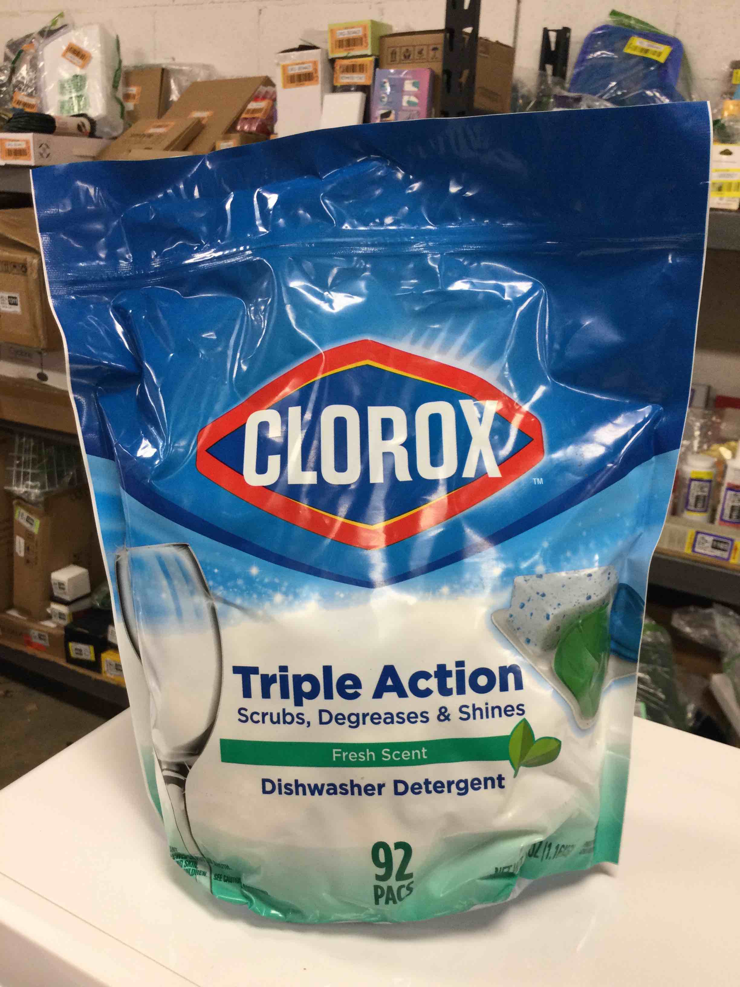 Clorox Pacs Dishwasher Detergents  Fresh Scent  40.9 Ounce  92 Count