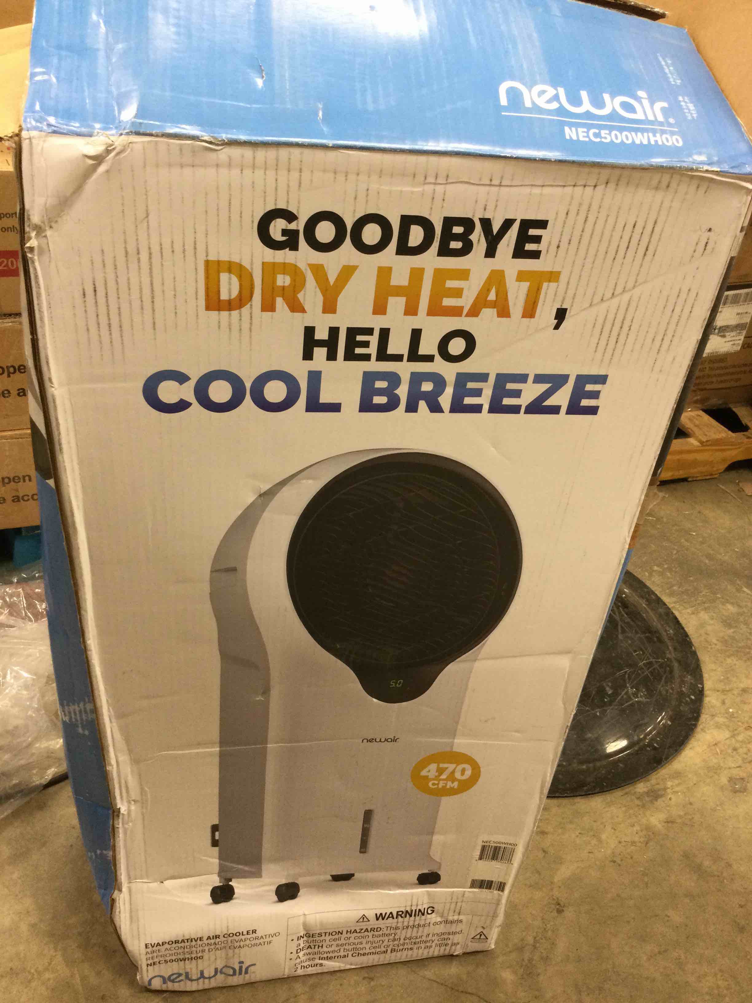 NewAir - 470 CFM Evaporative Air Cooler and Cooling Fan with CycloneCirculation - White