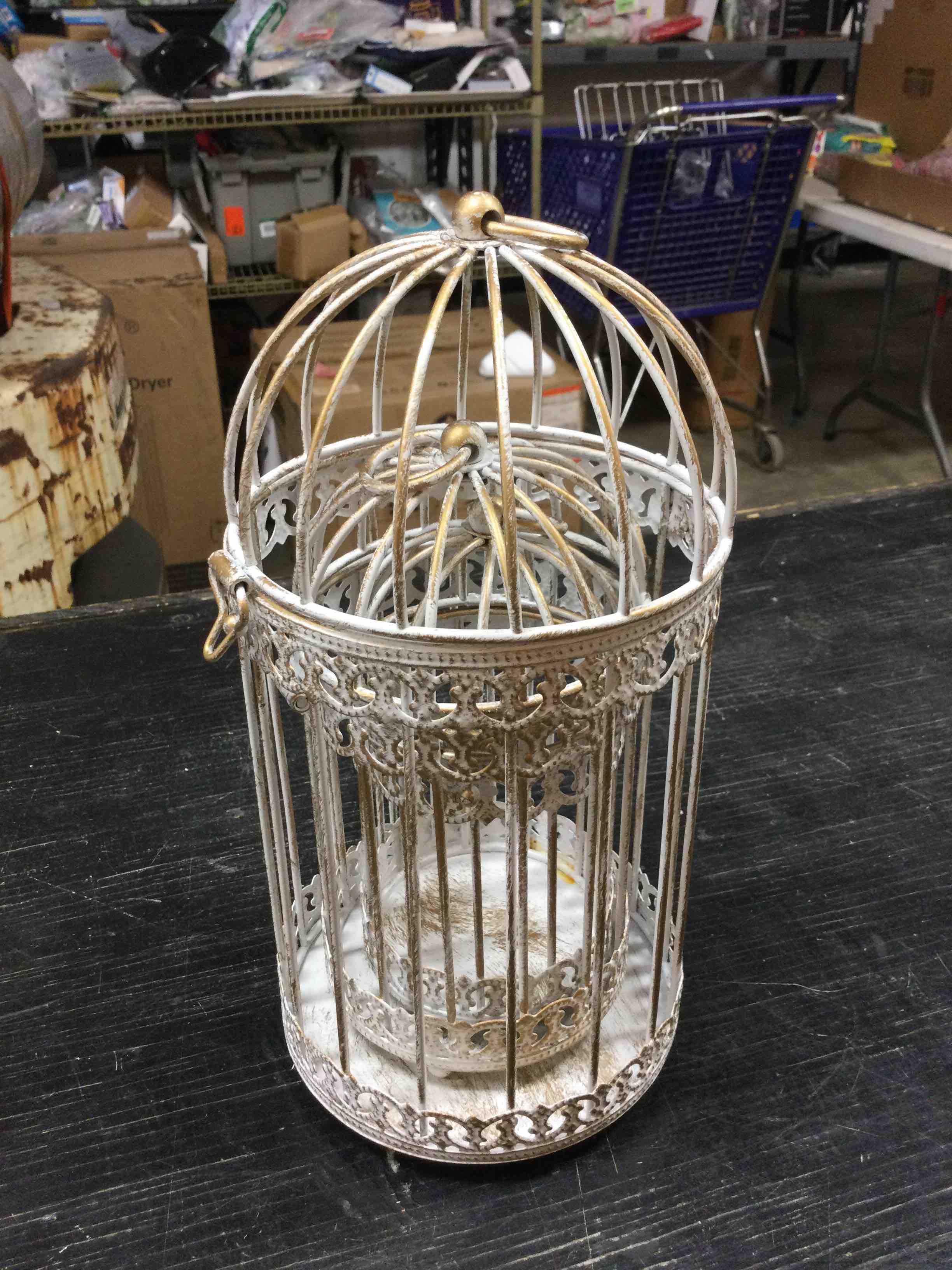 NUPTIO Decorative Candle Lanterns White: 3 Pcs Distressed White Metal Bird Cage Indoors Lantern Centerpiece Assorted Rustic Birdcage Pillar Candle Holders for Home Living Room Porch Office Decoration