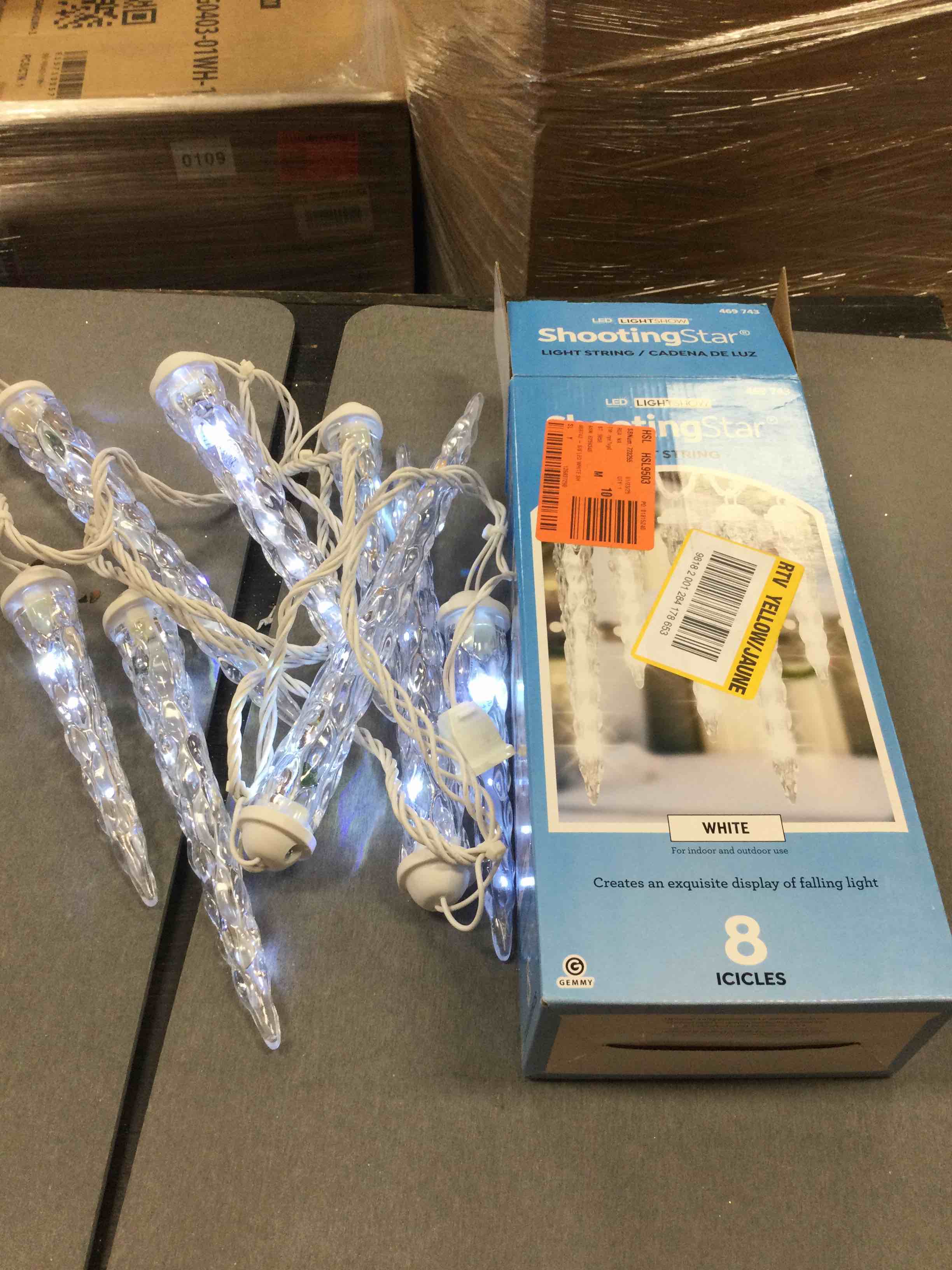 LED Shooting Star Icicle White Christmas Light String, 8-Count
