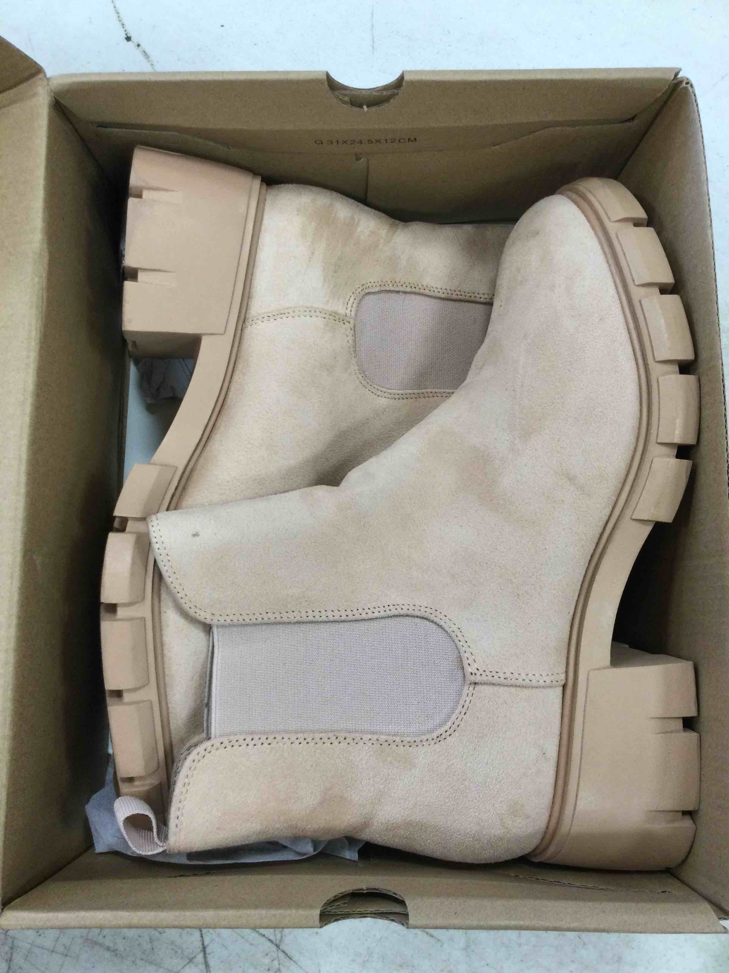 Juliet Holy Womens Lug Sole Platform Ankle Booties Chelsea Slip on Chunky Block Heel Leather Combat Boots
